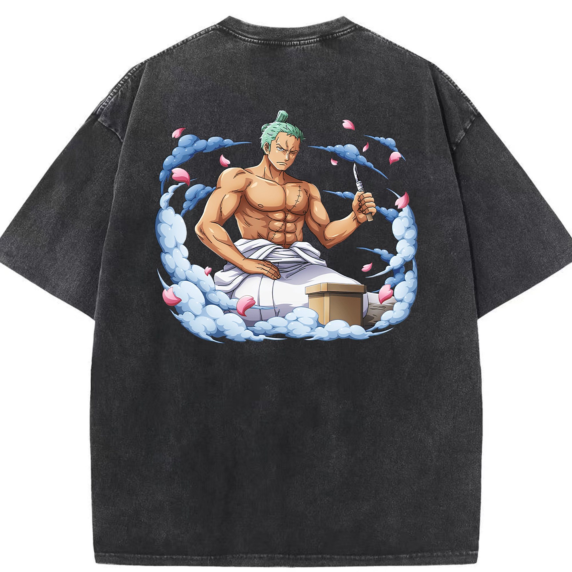 ワンピース ロロノア・ゾロ ONE PIECE Roronoa Zoro 綿100% ヴィンテージ風 半袖Tシャツ（背面プリント）