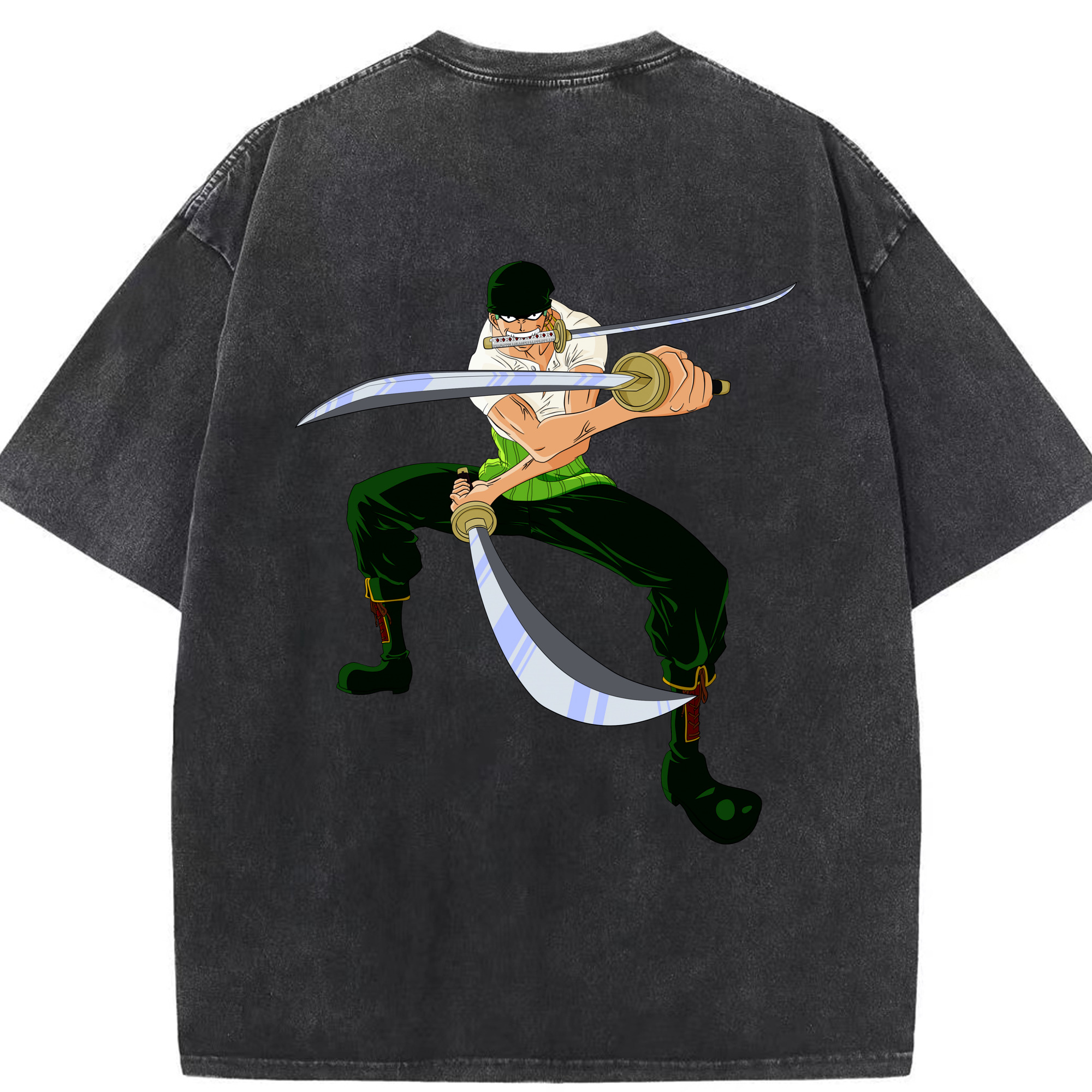 ワンピース ロロノア・ゾロ ONE PIECE Roronoa Zoro 綿100% ヴィンテージ風 半袖Tシャツ（背面プリント）