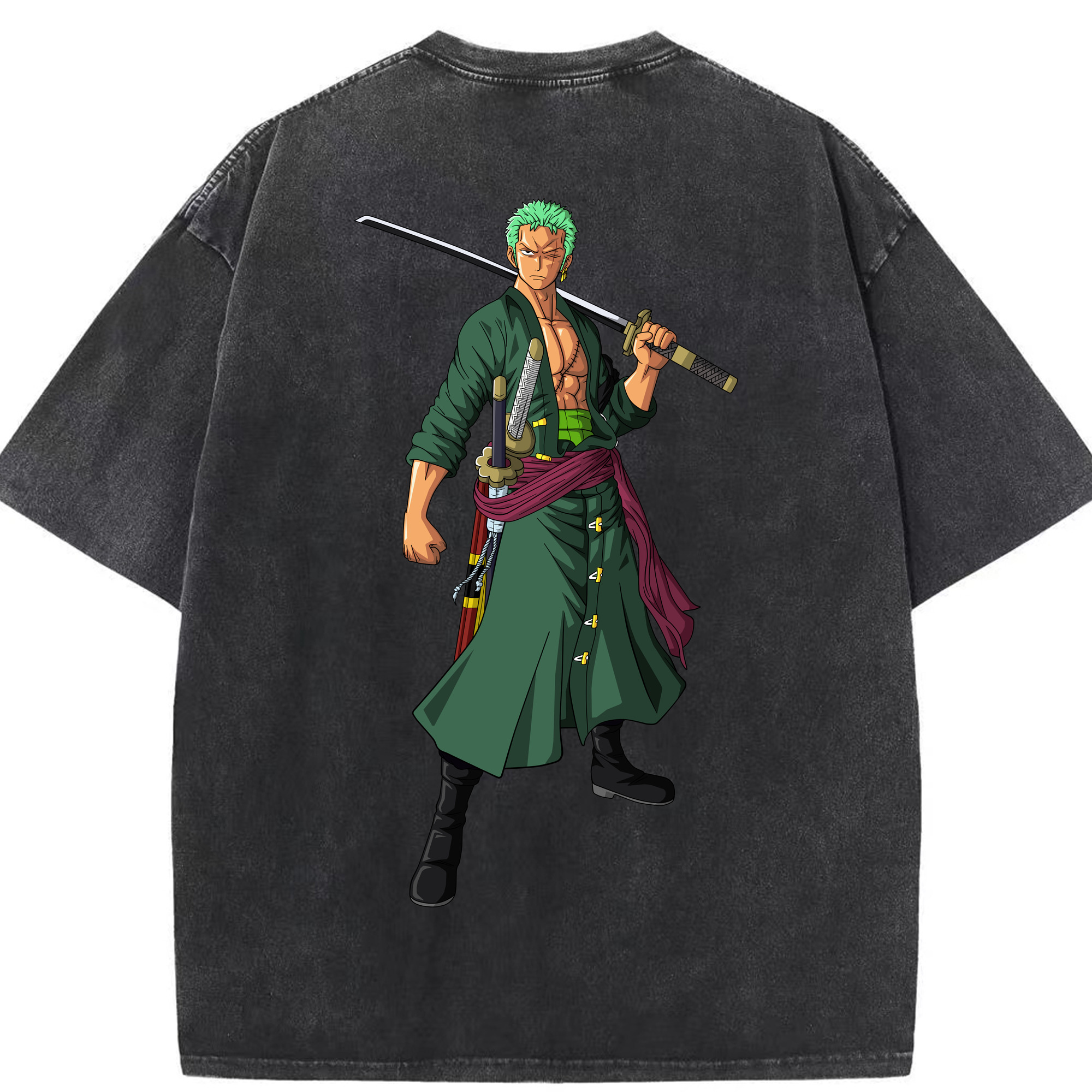 ワンピース ロロノア・ゾロ ONE PIECE Roronoa Zoro 綿100% ヴィンテージ風 半袖Tシャツ（背面プリント）