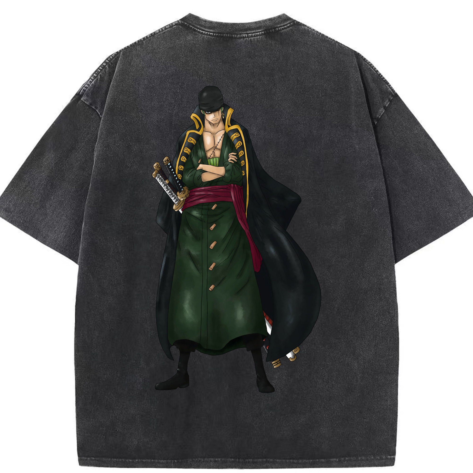 ワンピース ロロノア・ゾロ ONE PIECE Roronoa Zoro 綿100% ヴィンテージ風 半袖Tシャツ（背面プリント）