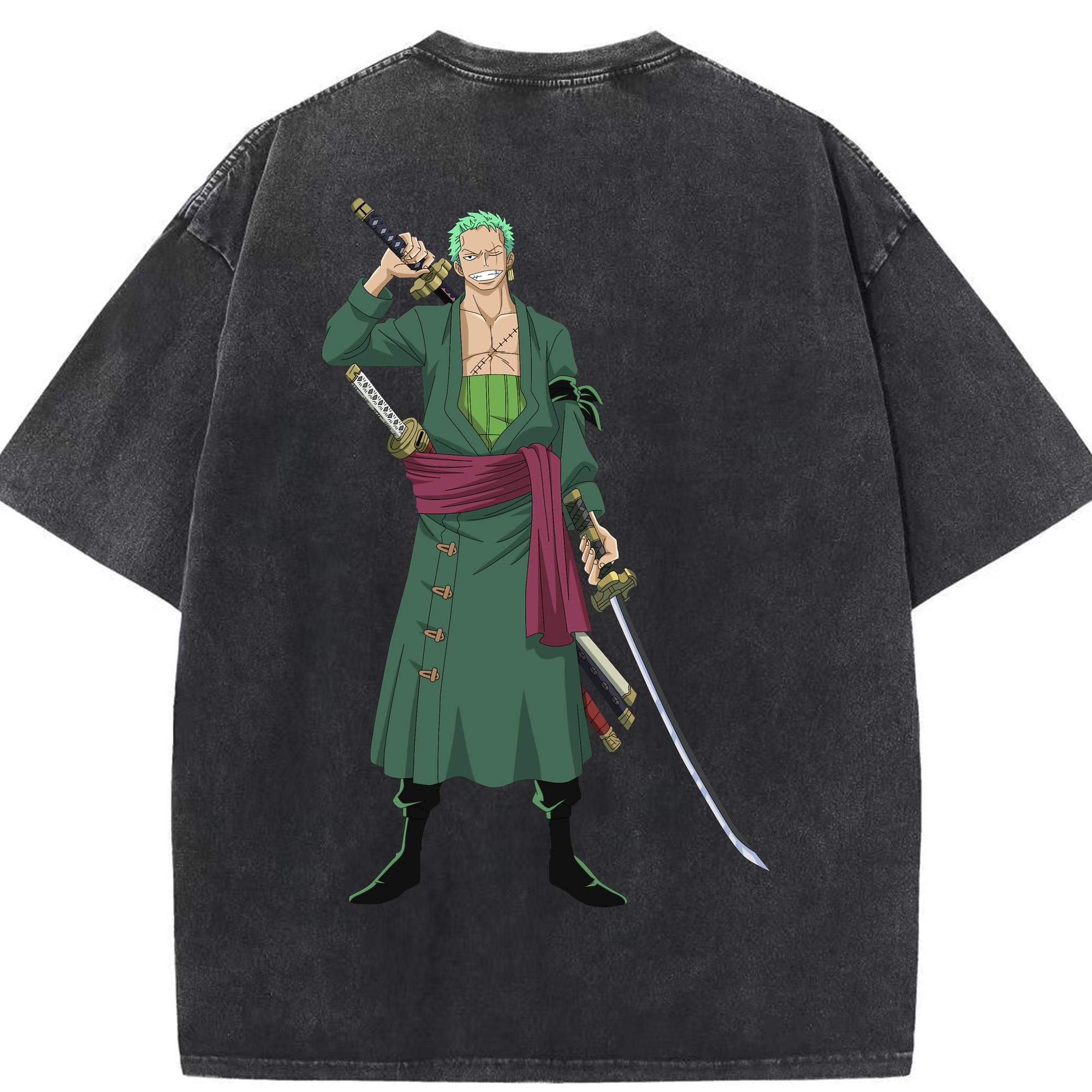 ワンピース ロロノア・ゾロ ONE PIECE Roronoa Zoro 綿100% ヴィンテージ風 半袖Tシャツ（背面プリント）