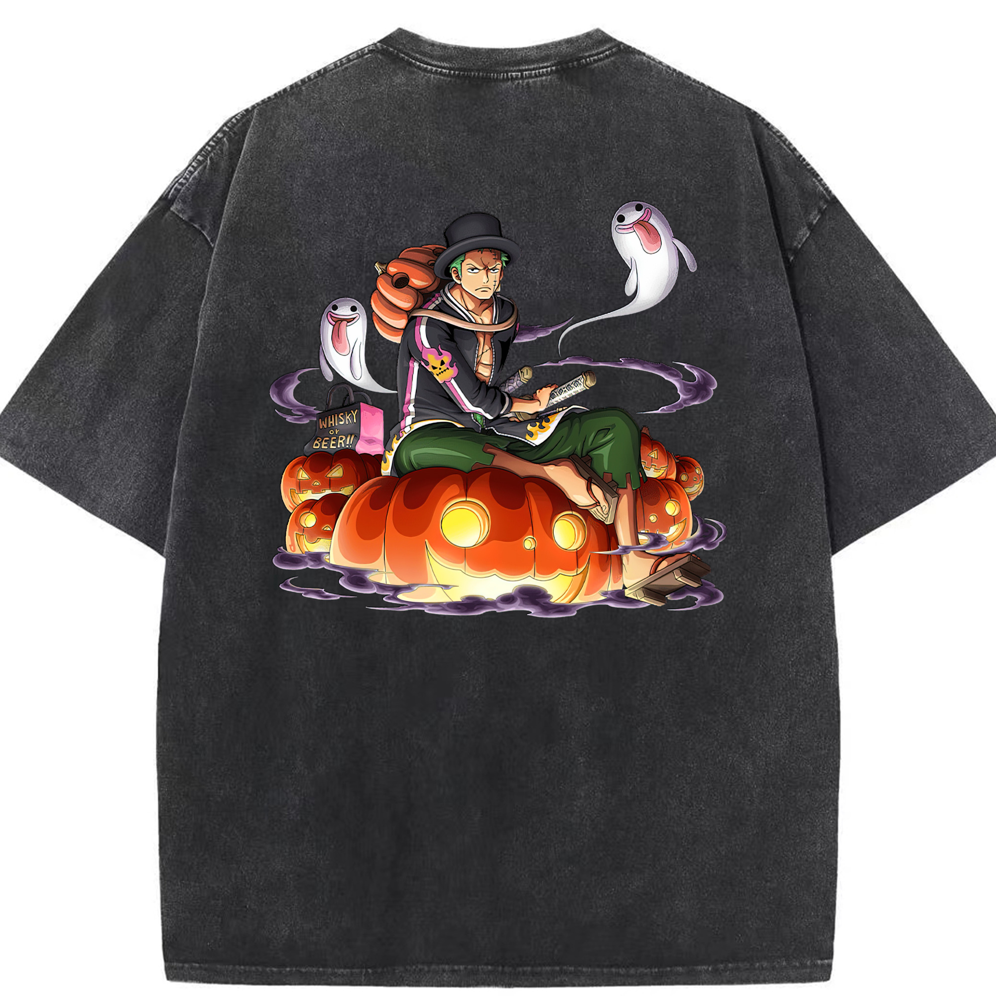 ワンピース ロロノア・ゾロ ONE PIECE Roronoa Zoro 綿100% ヴィンテージ風 半袖Tシャツ（背面プリント）