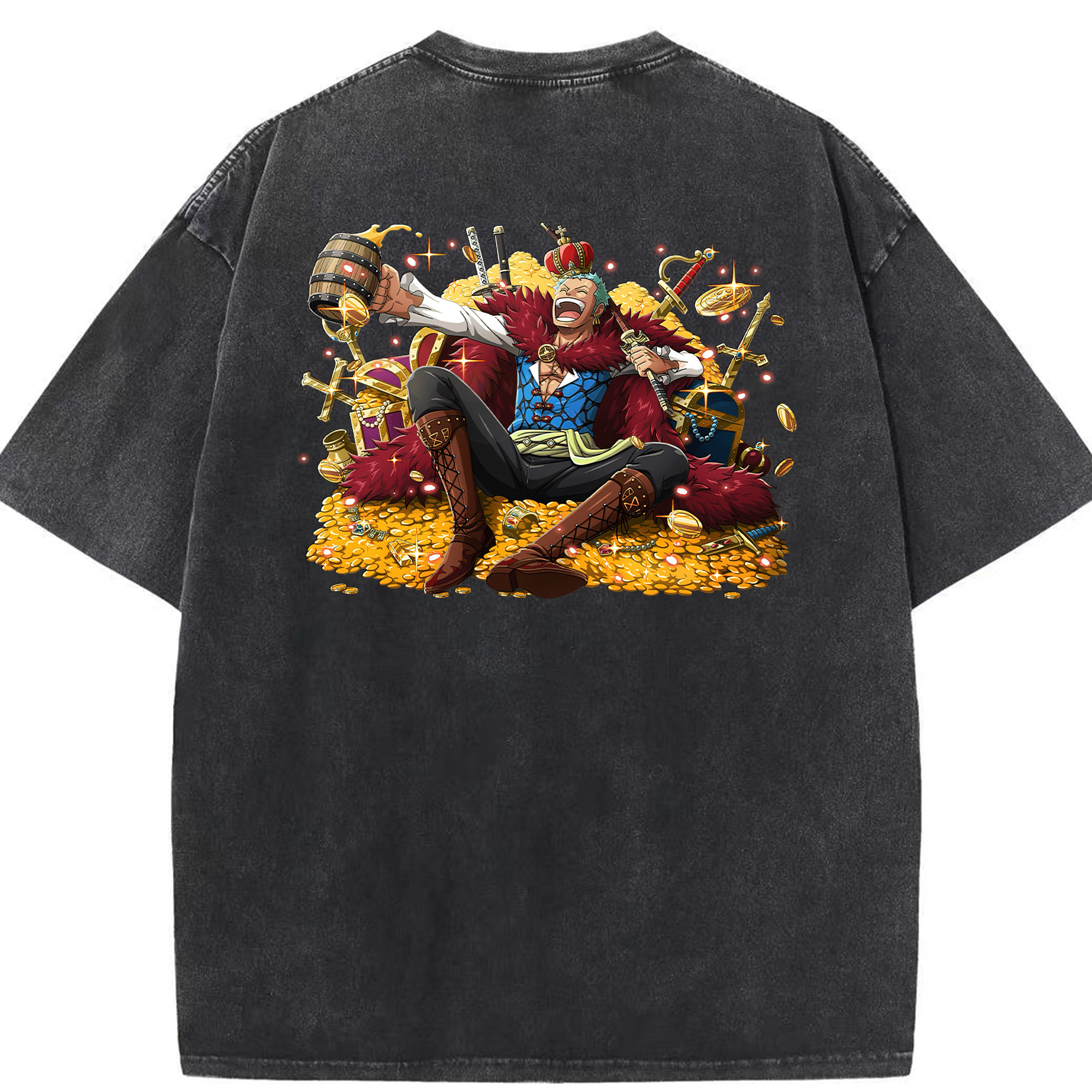 ワンピース ロロノア・ゾロ ONE PIECE Roronoa Zoro 綿100% ヴィンテージ風 半袖Tシャツ（背面プリント）