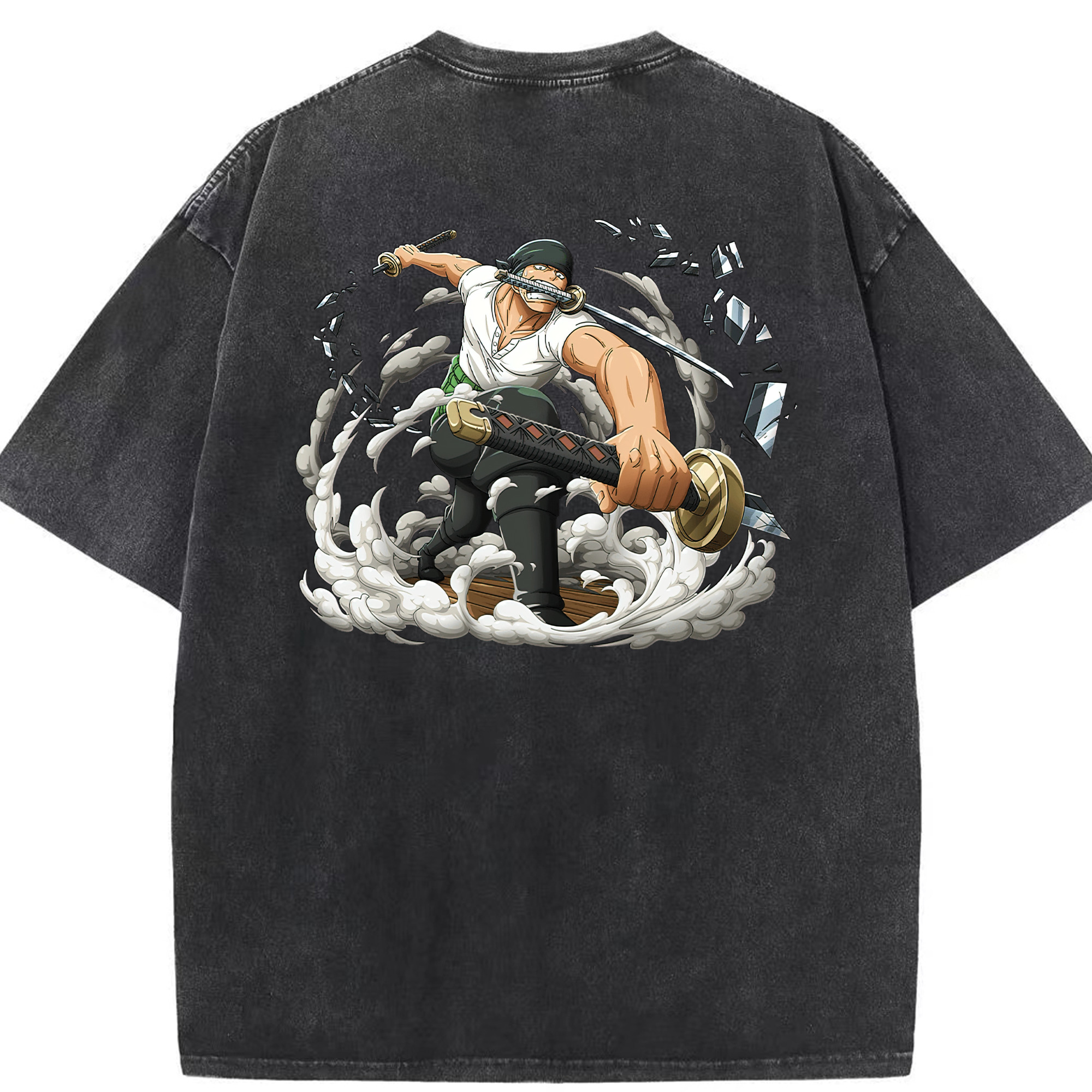ワンピース ロロノア・ゾロ ONE PIECE Roronoa Zoro 綿100% ヴィンテージ風 半袖Tシャツ（背面プリント）