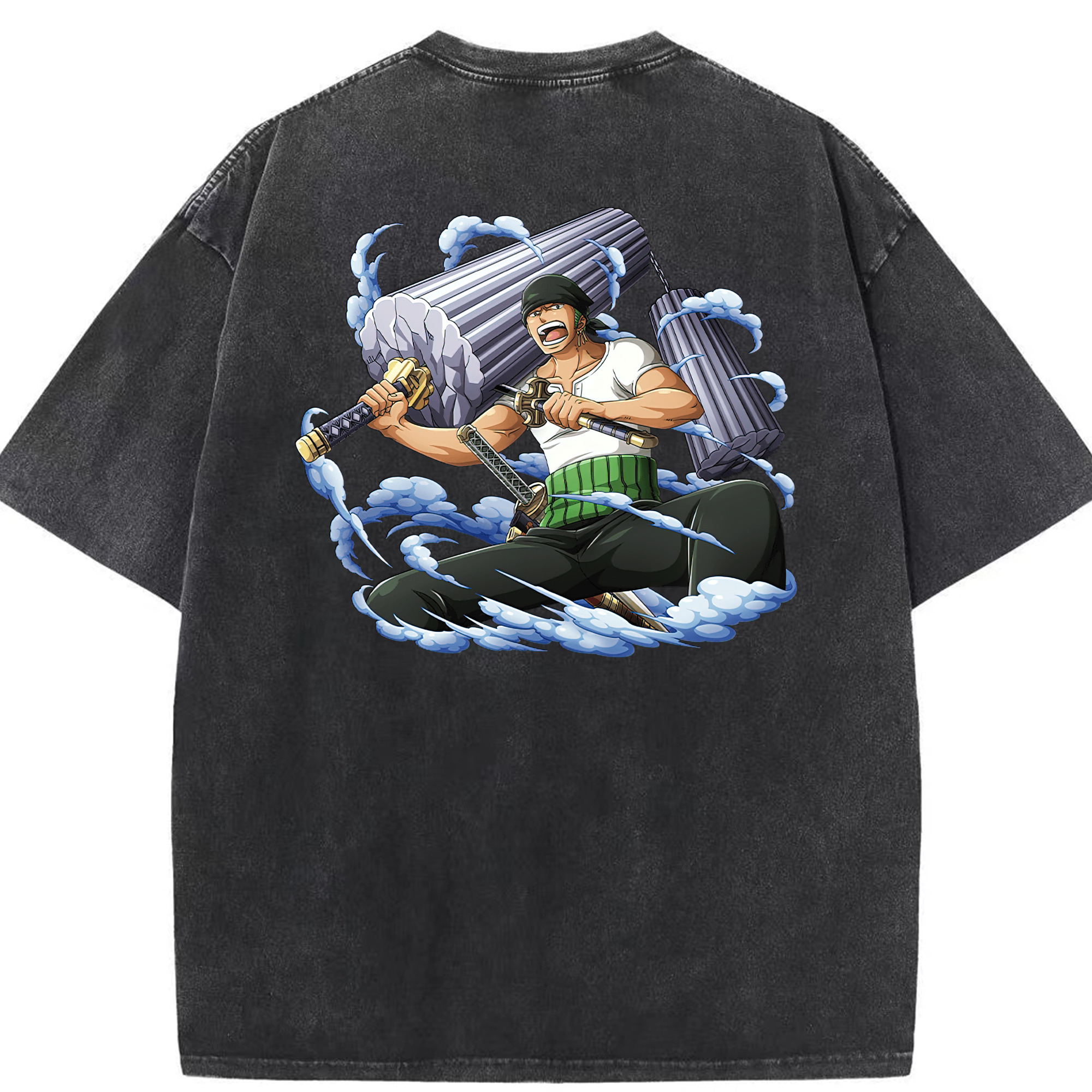 ワンピース ロロノア・ゾロ ONE PIECE Roronoa Zoro 綿100% ヴィンテージ風 半袖Tシャツ（背面プリント）