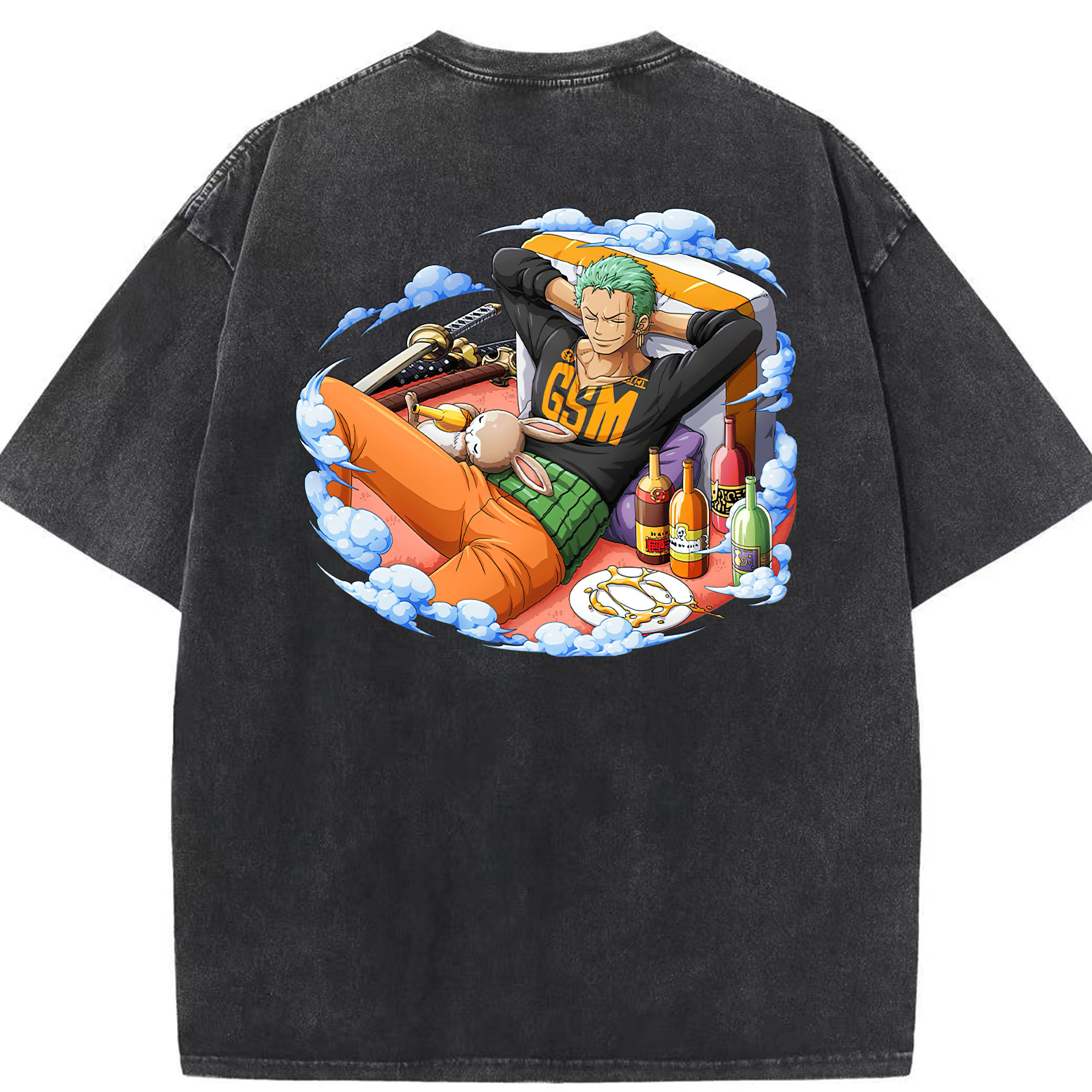 ワンピース ロロノア・ゾロ ONE PIECE Roronoa Zoro 綿100% ヴィンテージ風 半袖Tシャツ（背面プリント）