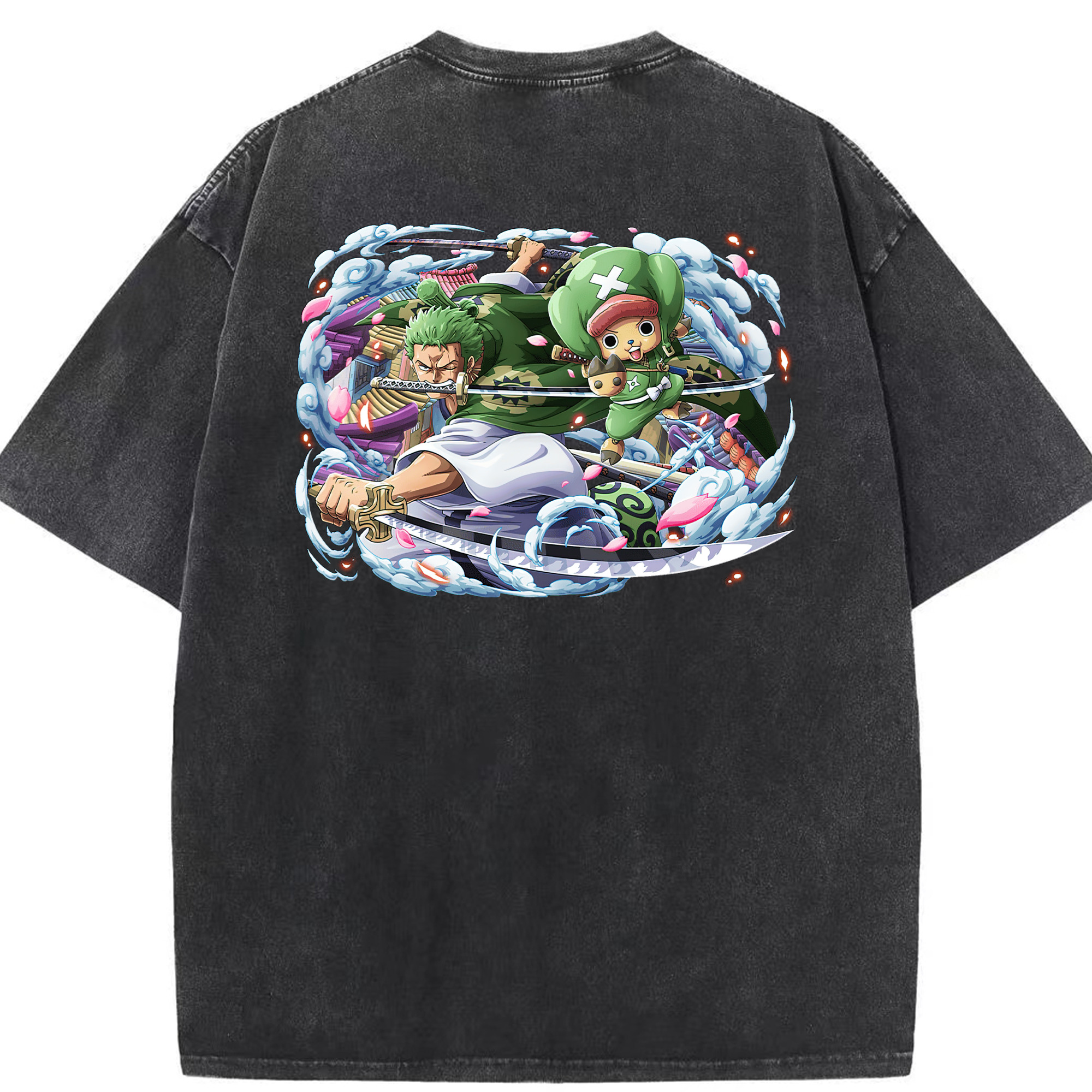 ワンピース ロロノア・ゾロ ONE PIECE Roronoa Zoro 綿100% ヴィンテージ風 半袖Tシャツ（背面プリント）