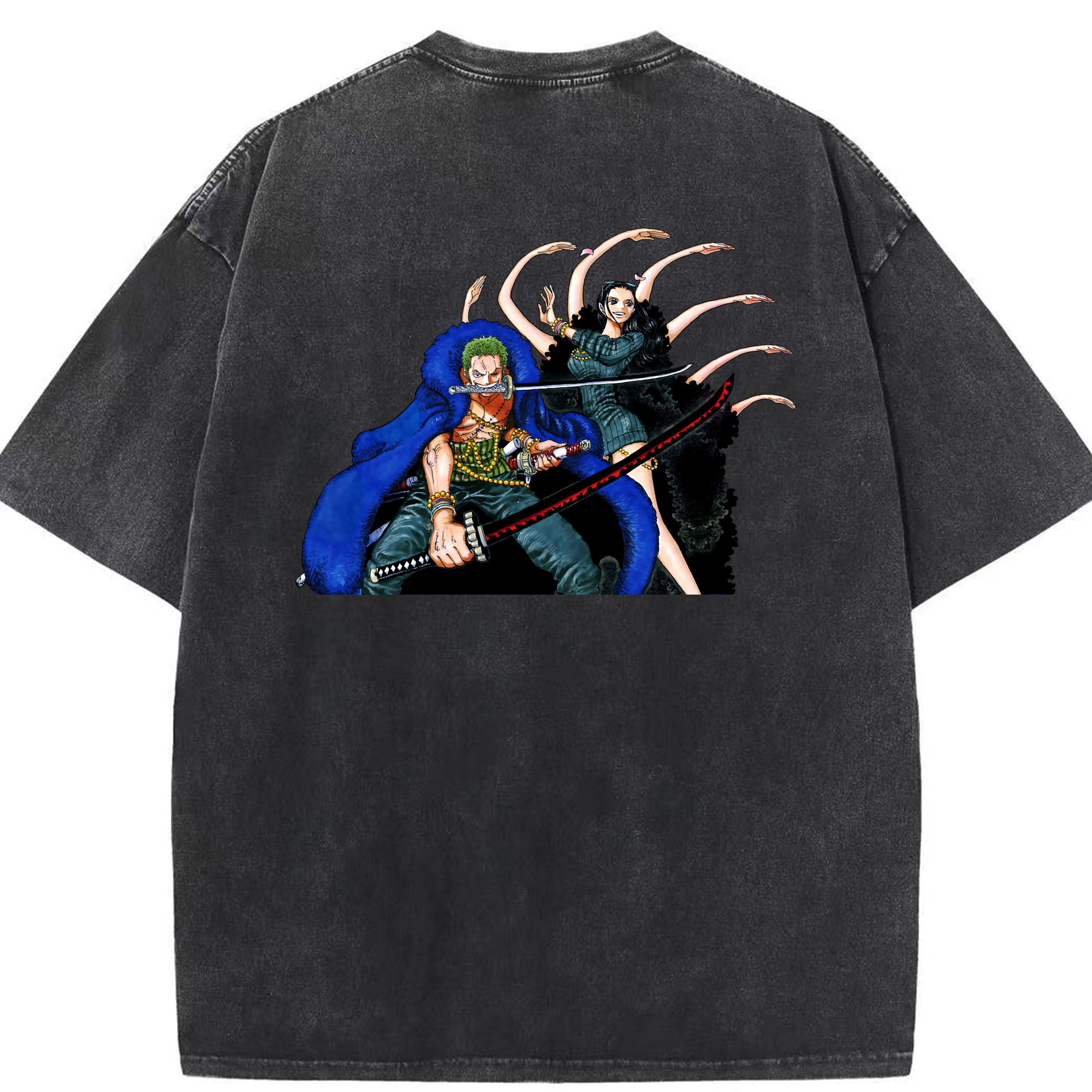 ワンピース ロロノア・ゾロ ONE PIECE Roronoa Zoro 綿100% ヴィンテージ風 半袖Tシャツ（背面プリント）