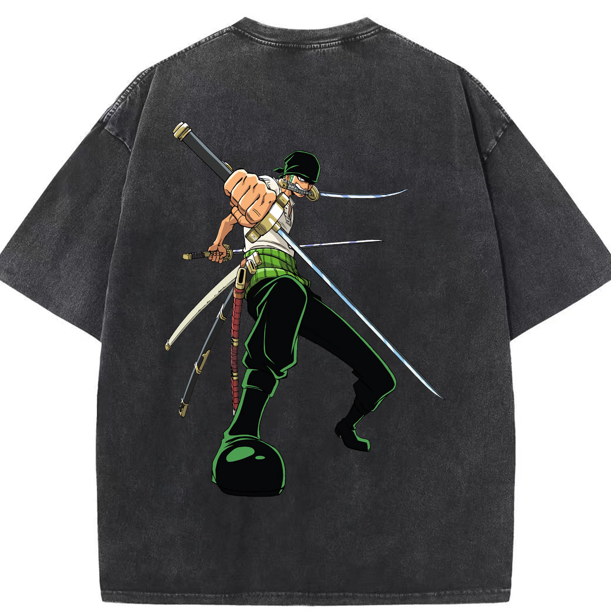 ワンピース ロロノア・ゾロ ONE PIECE Roronoa Zoro 綿100% ヴィンテージ風 半袖Tシャツ（背面プリント）