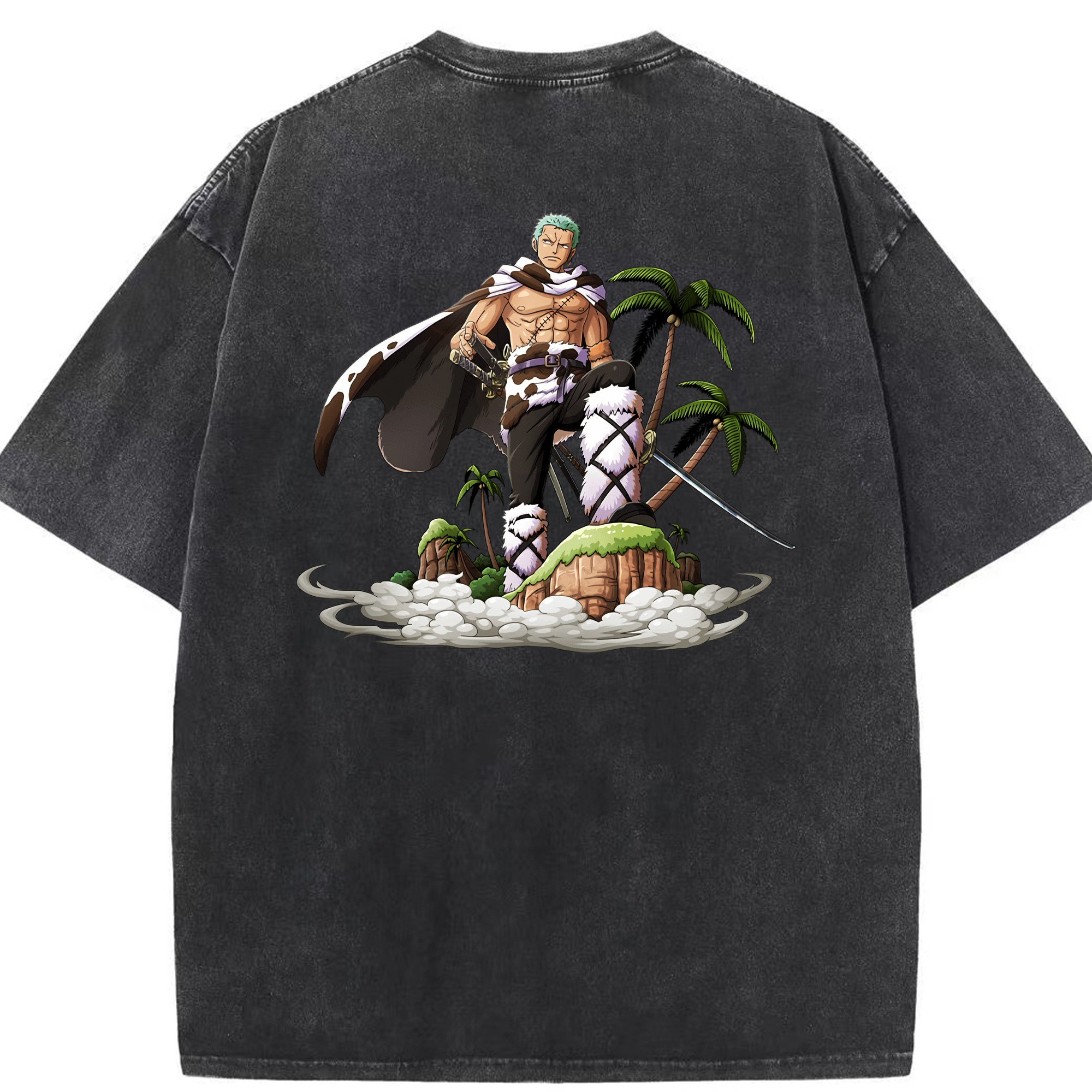 ワンピース ロロノア・ゾロ ONE PIECE Roronoa Zoro 綿100% ヴィンテージ風 半袖Tシャツ（背面プリント）