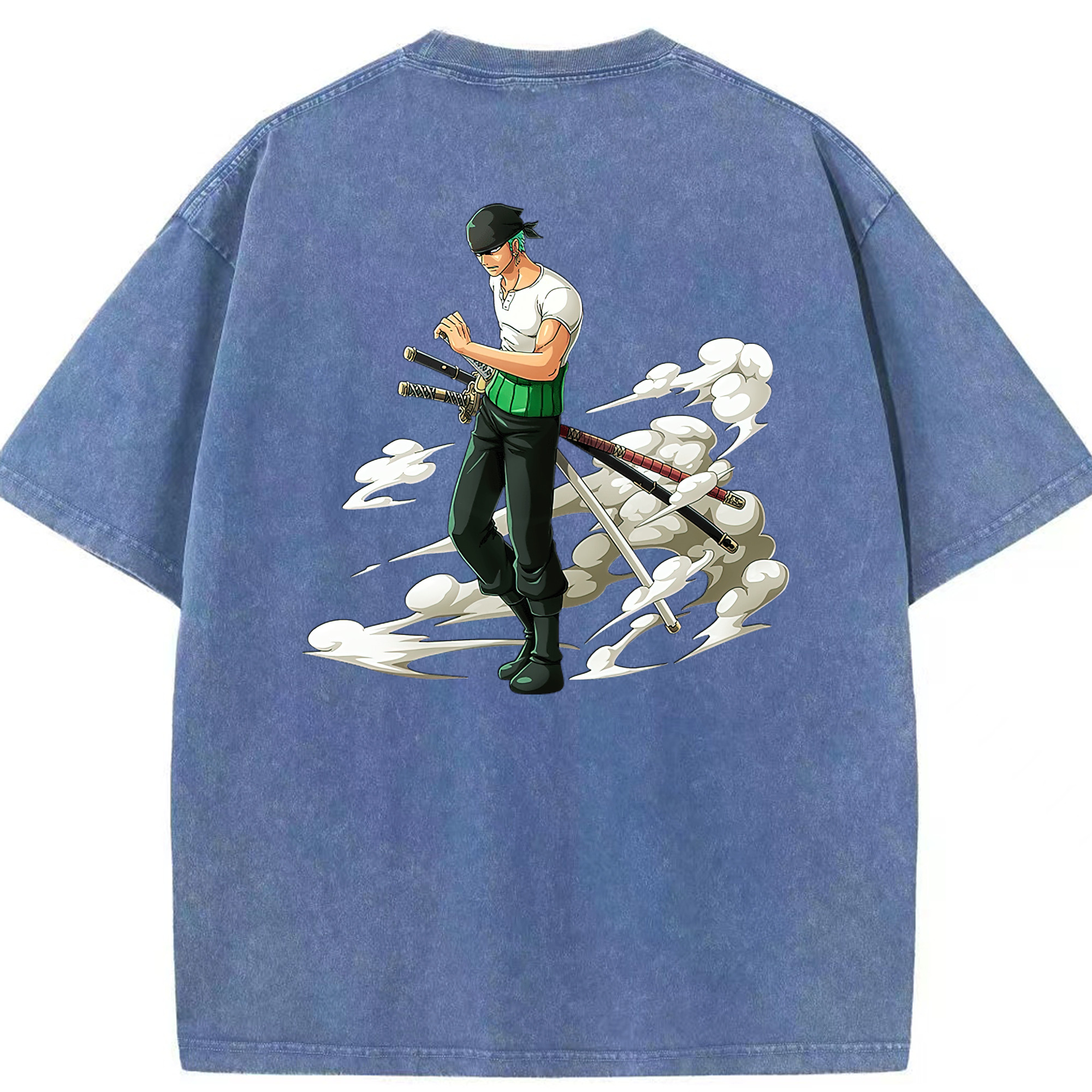 ワンピース ロロノア・ゾロ ONE PIECE Roronoa Zoro 綿100% ヴィンテージ風 半袖Tシャツ（背面プリント）