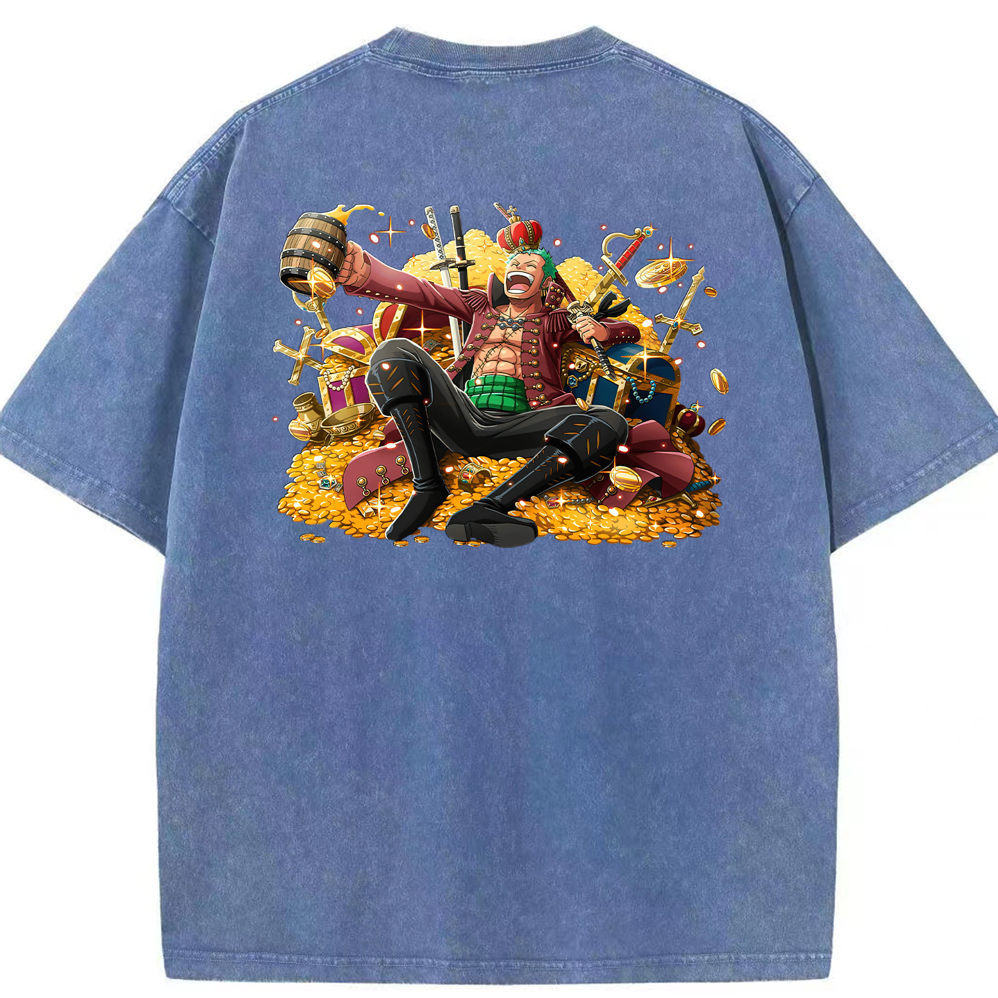 ワンピース ロロノア・ゾロ ONE PIECE Roronoa Zoro 綿100% ヴィンテージ風 半袖Tシャツ（背面プリント）