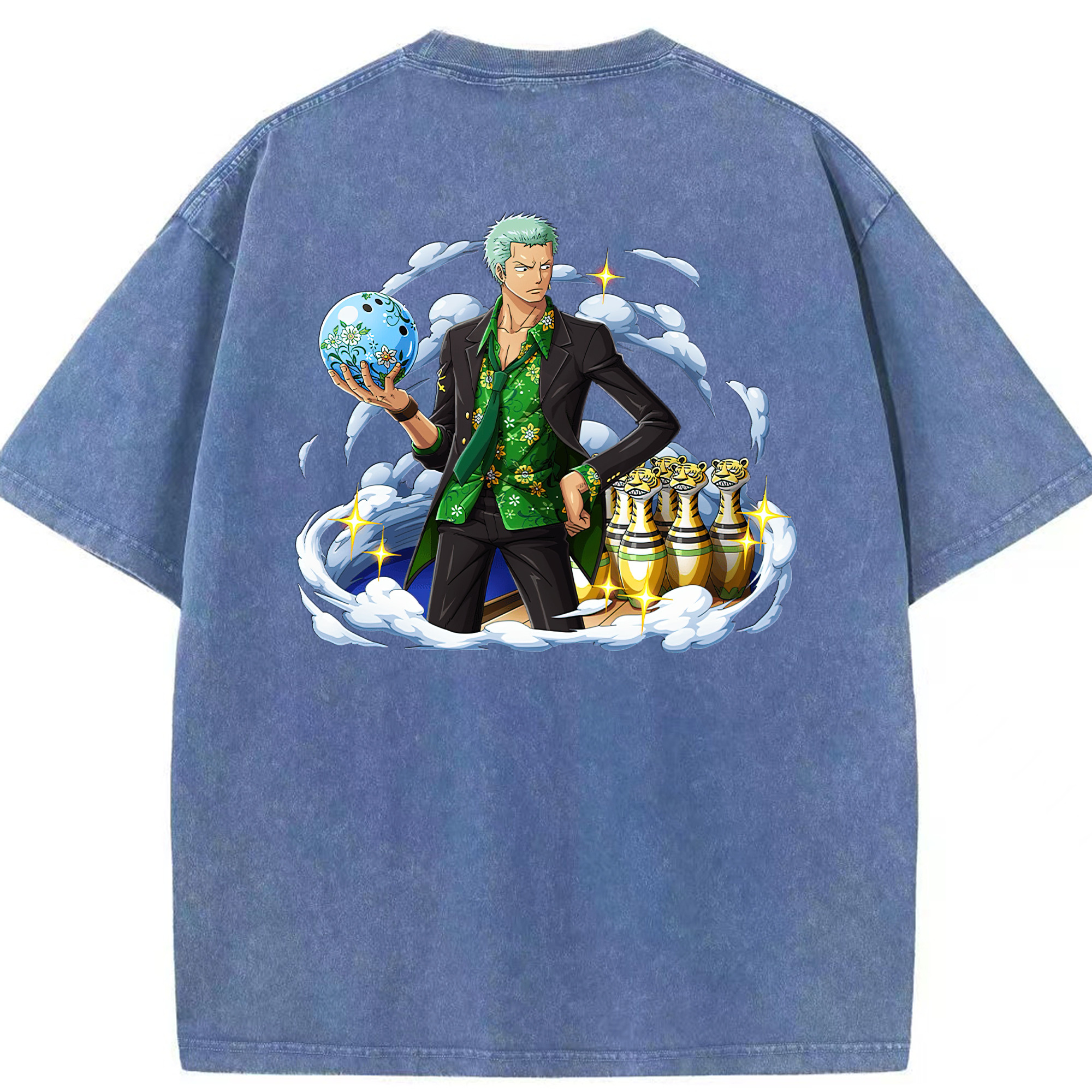ワンピース ロロノア・ゾロ ONE PIECE Roronoa Zoro 綿100% ヴィンテージ風 半袖Tシャツ（背面プリント）