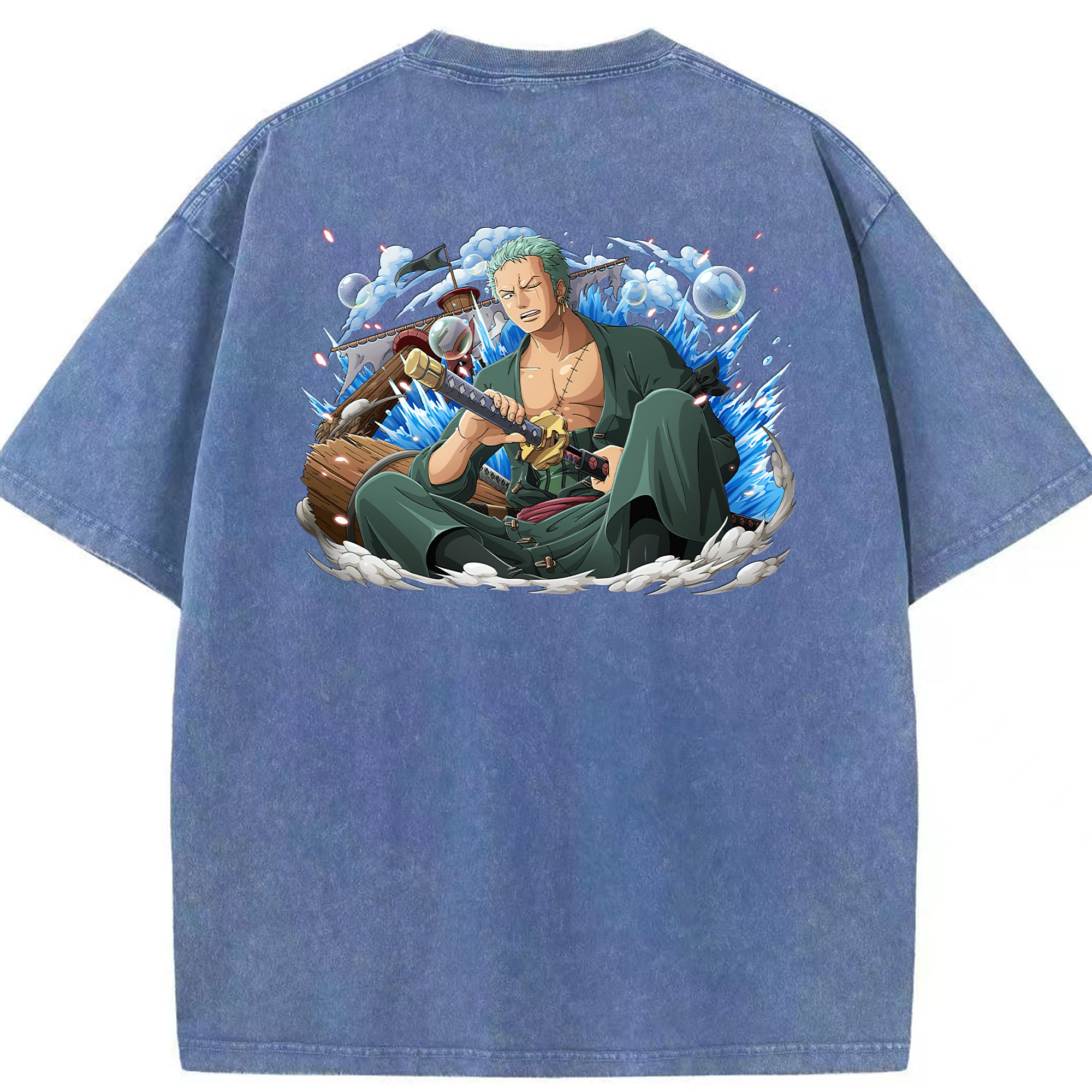 ワンピース ロロノア・ゾロ ONE PIECE Roronoa Zoro 綿100% ヴィンテージ風 半袖Tシャツ（背面プリント）