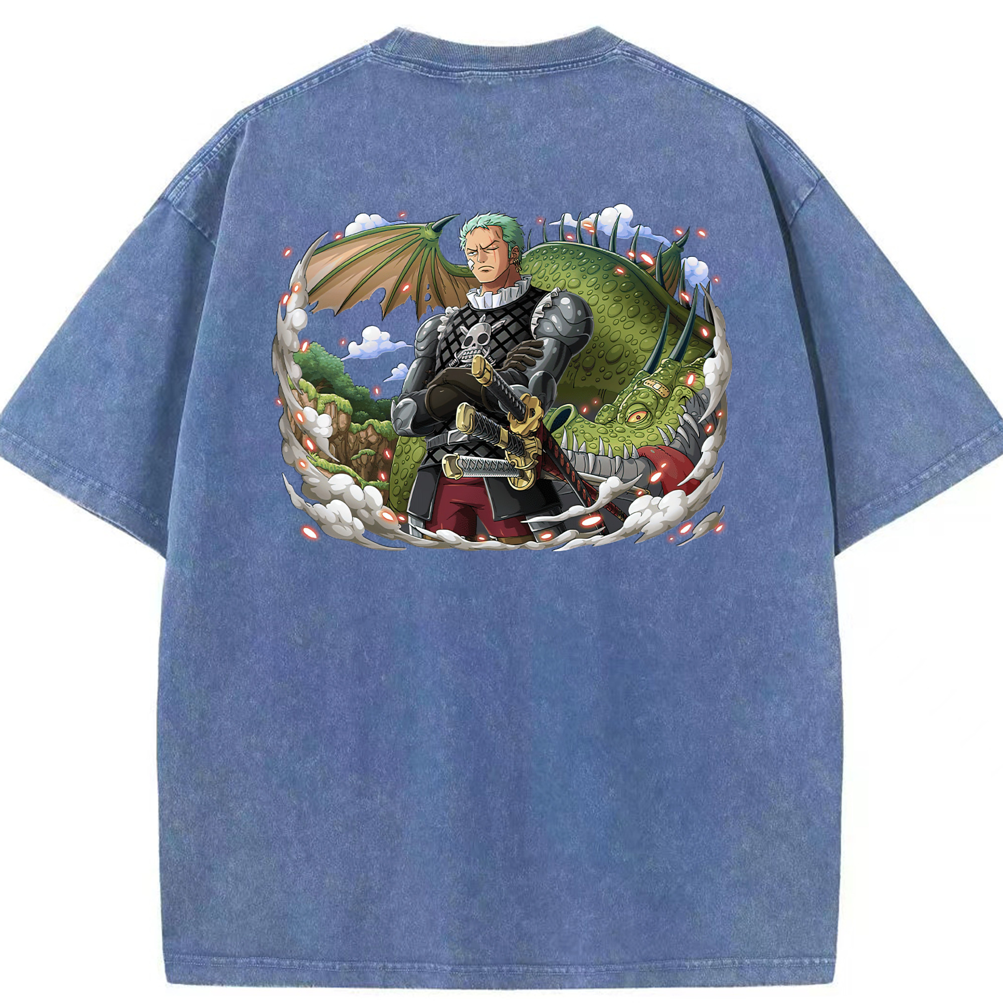ワンピース ロロノア・ゾロ ONE PIECE Roronoa Zoro 綿100% ヴィンテージ風 半袖Tシャツ（背面プリント）