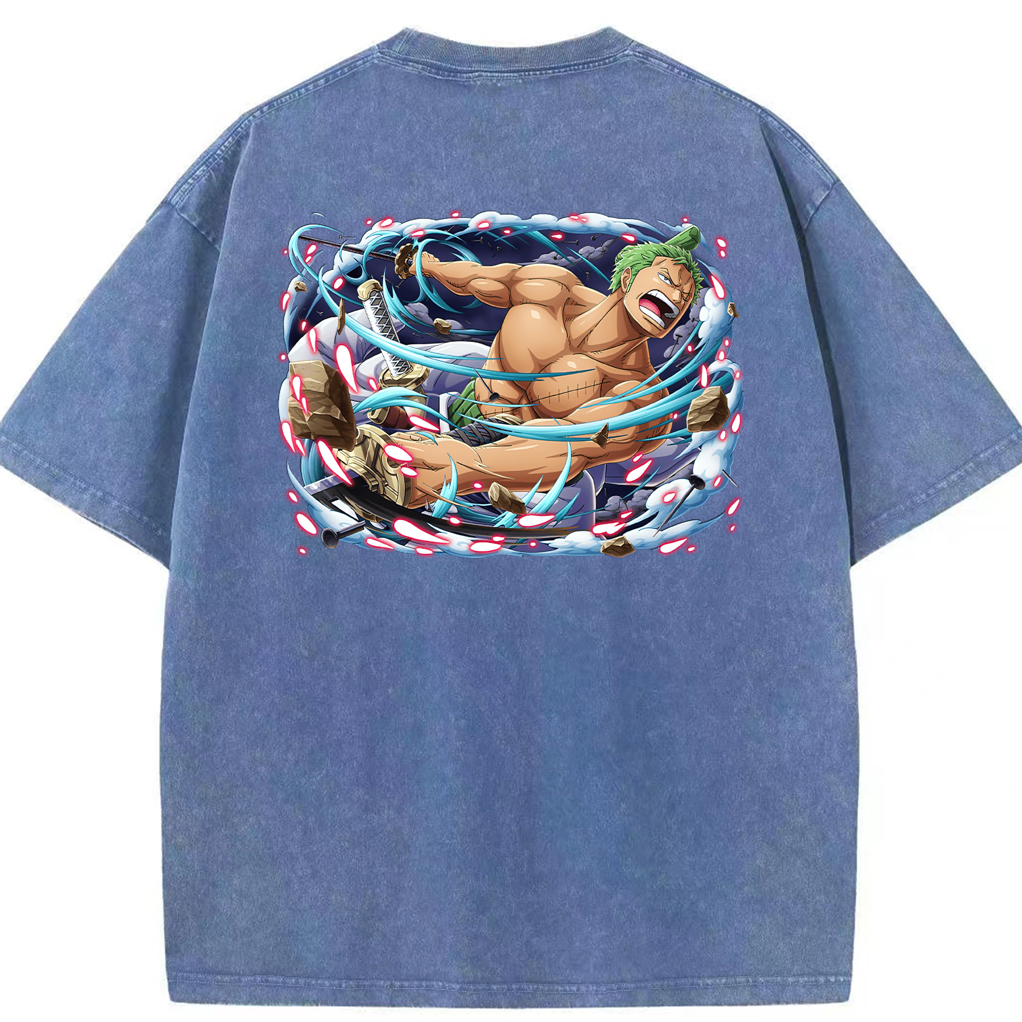 ワンピース ロロノア・ゾロ ONE PIECE Roronoa Zoro 綿100% ヴィンテージ風 半袖Tシャツ（背面プリント）