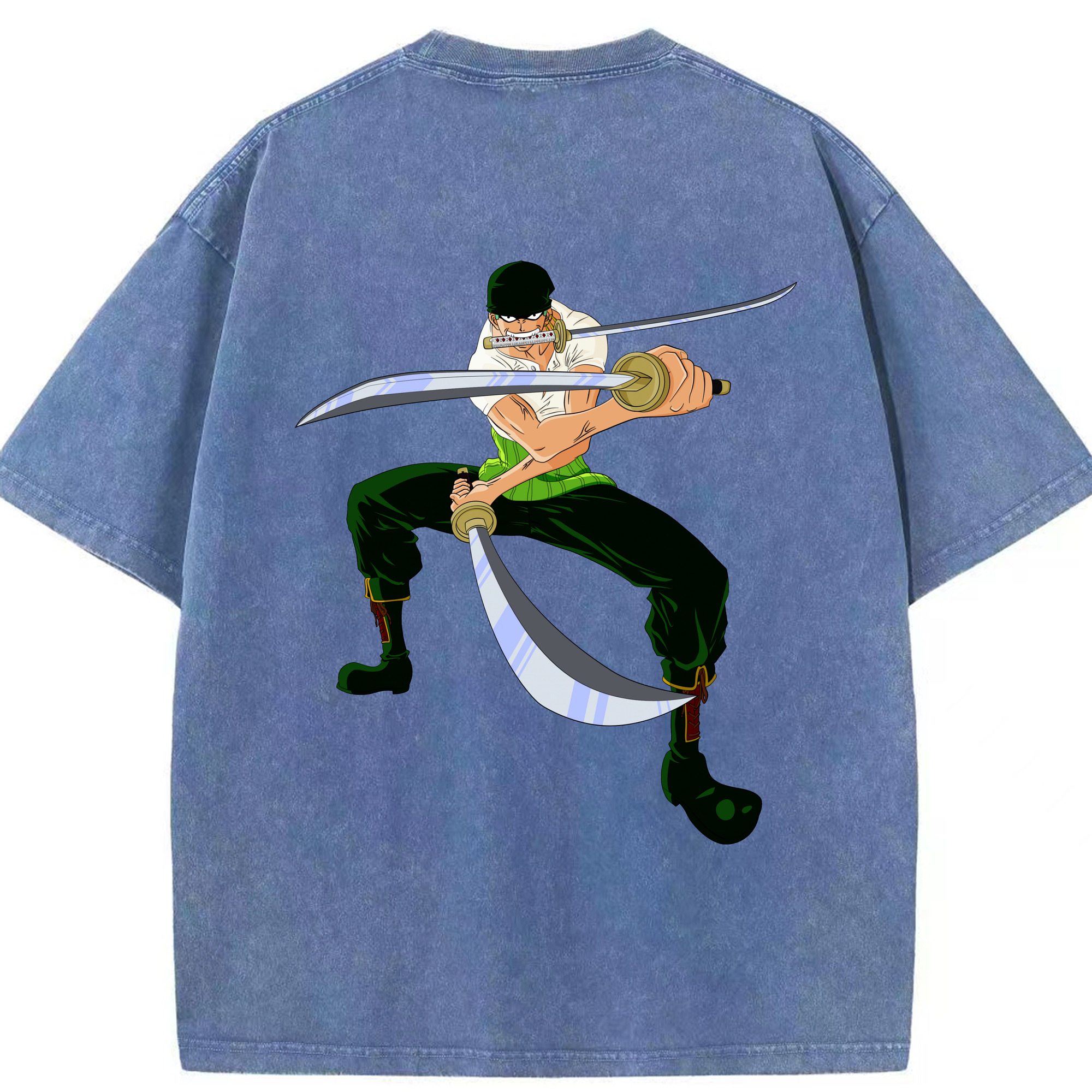 ワンピース ロロノア・ゾロ ONE PIECE Roronoa Zoro 綿100% ヴィンテージ風 半袖Tシャツ（背面プリント）