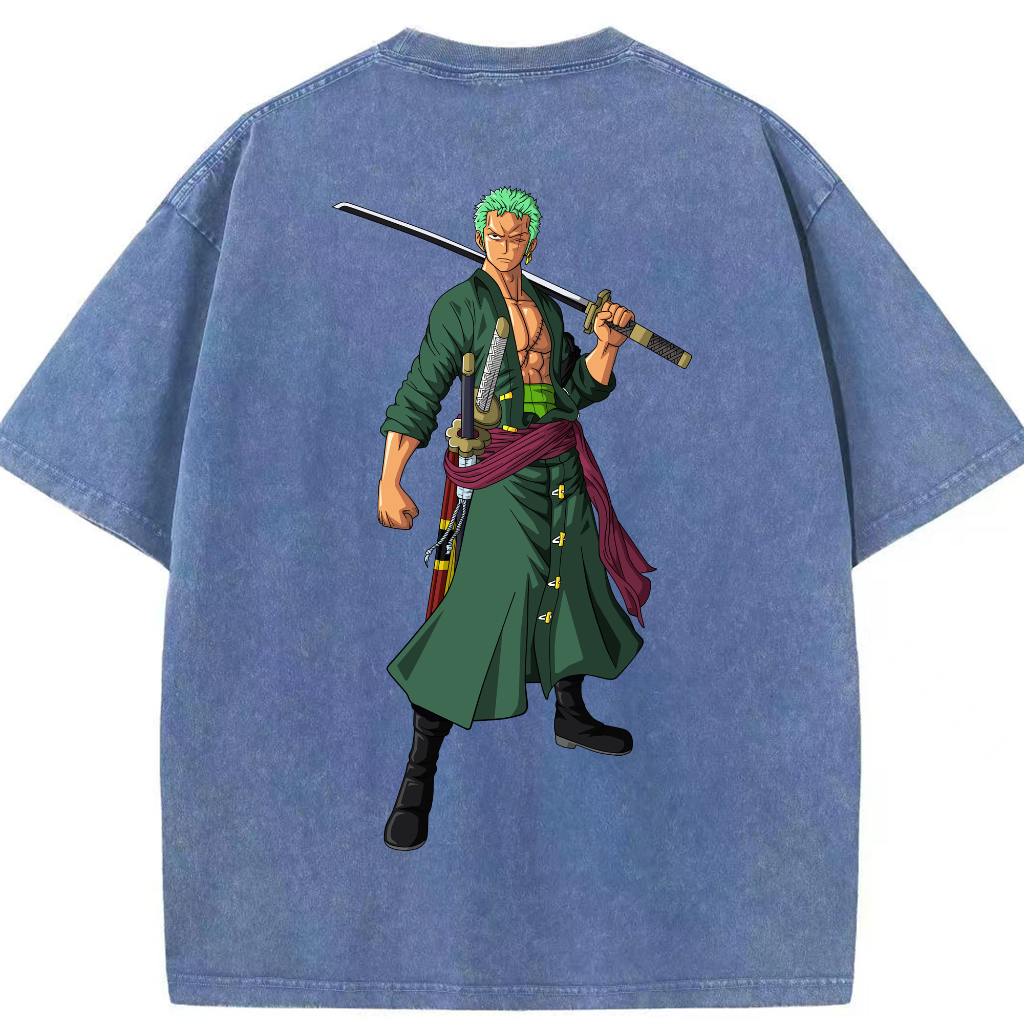 ワンピース ロロノア・ゾロ ONE PIECE Roronoa Zoro 綿100% ヴィンテージ風 半袖Tシャツ（背面プリント）