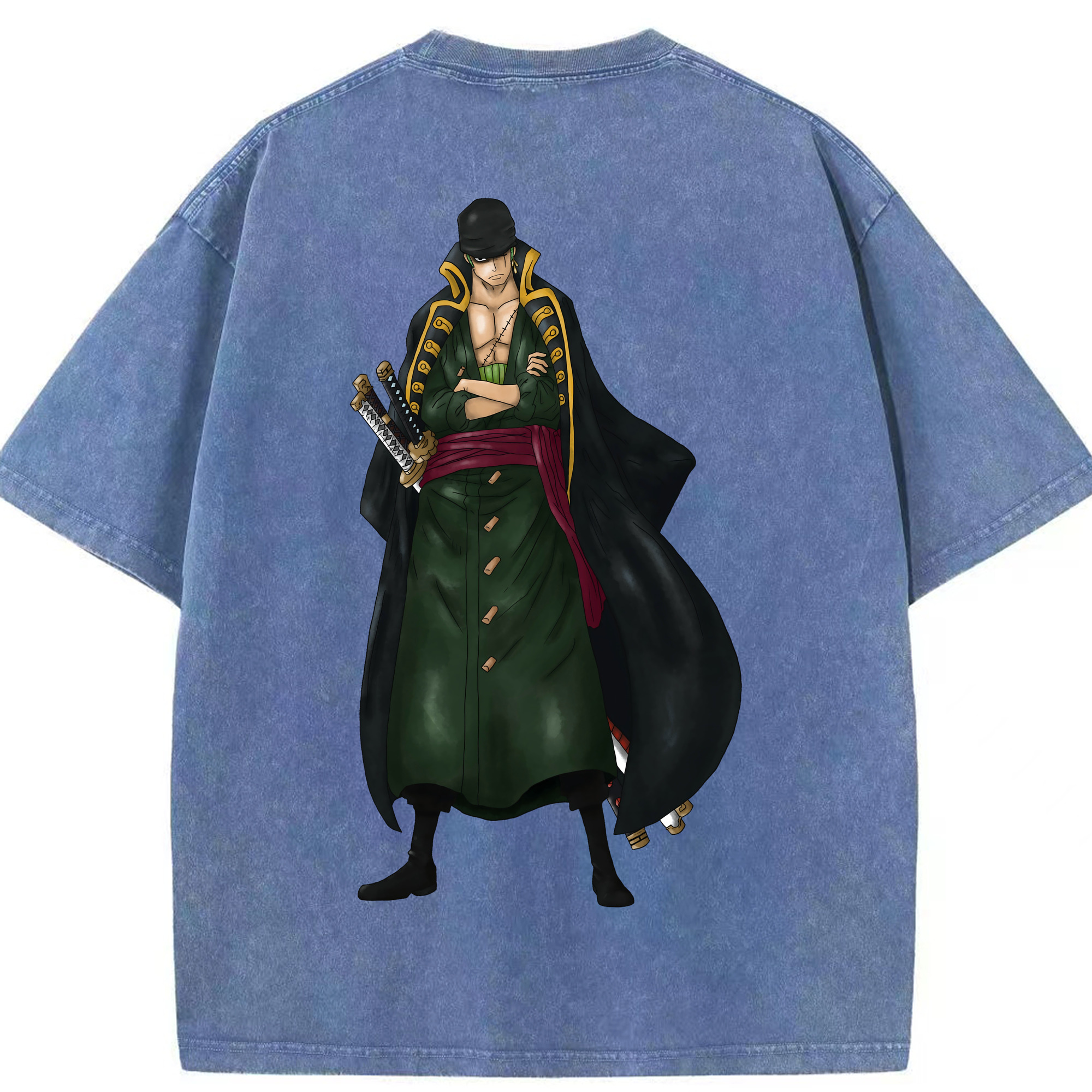ワンピース ロロノア・ゾロ ONE PIECE Roronoa Zoro 綿100% ヴィンテージ風 半袖Tシャツ（背面プリント）