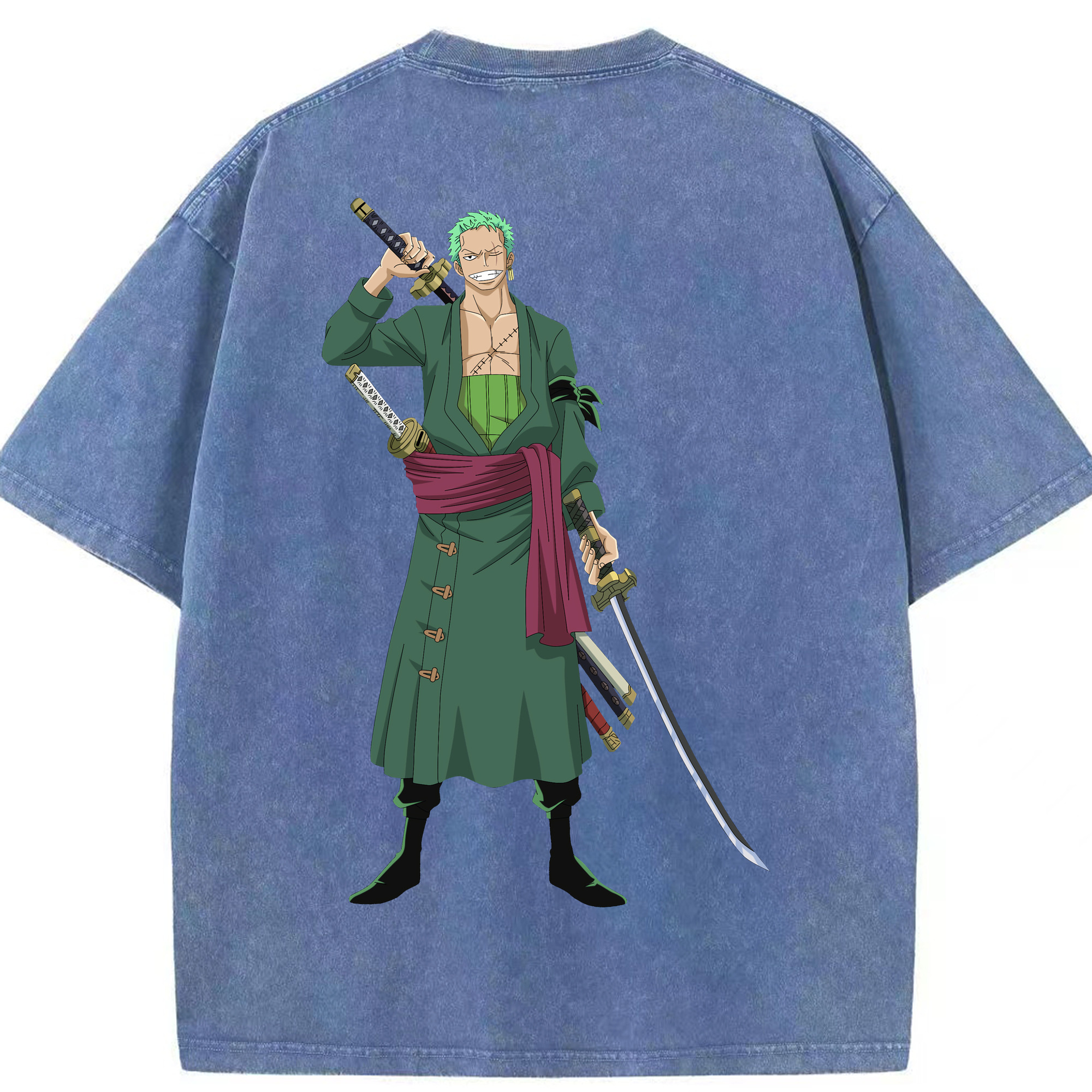 ワンピース ロロノア・ゾロ ONE PIECE Roronoa Zoro 綿100% ヴィンテージ風 半袖Tシャツ（背面プリント）