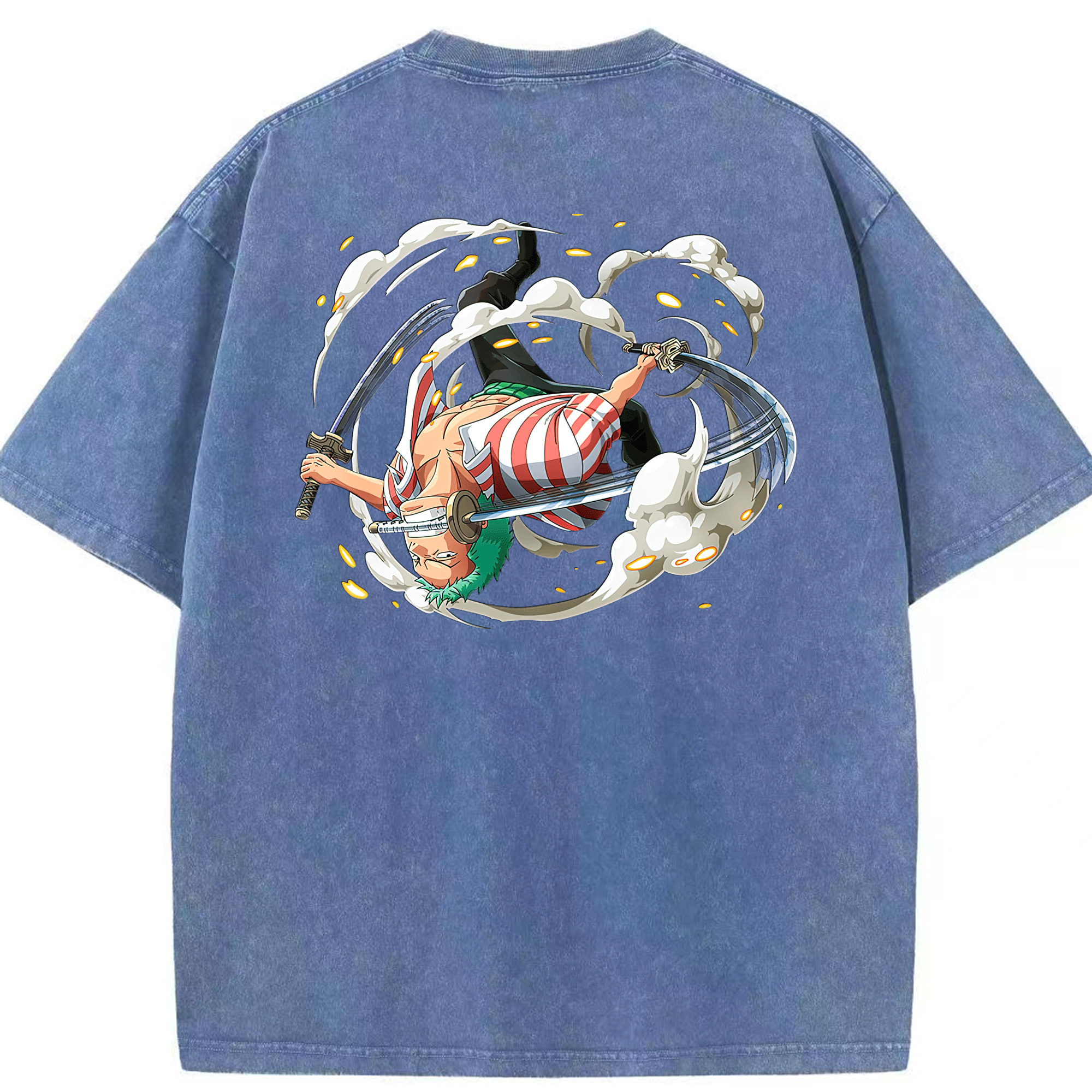 ワンピース ロロノア・ゾロ ONE PIECE Roronoa Zoro 綿100% ヴィンテージ風 半袖Tシャツ（背面プリント）