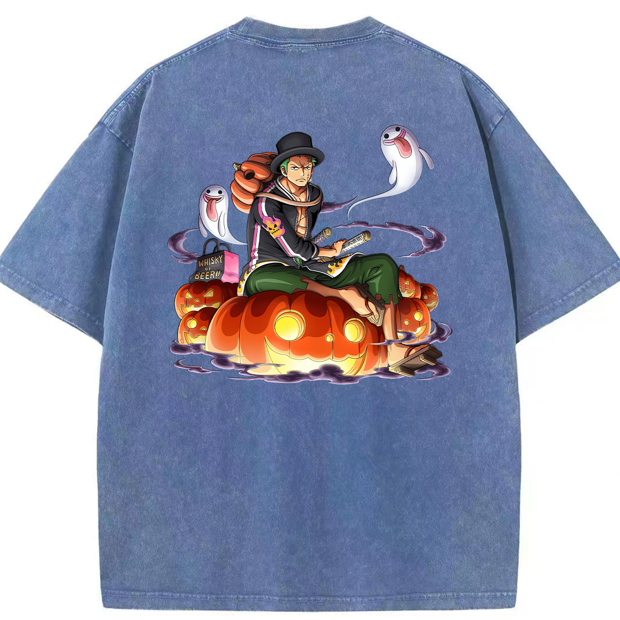 ワンピース ロロノア・ゾロ ONE PIECE Roronoa Zoro 綿100% ヴィンテージ風 半袖Tシャツ（背面プリント）