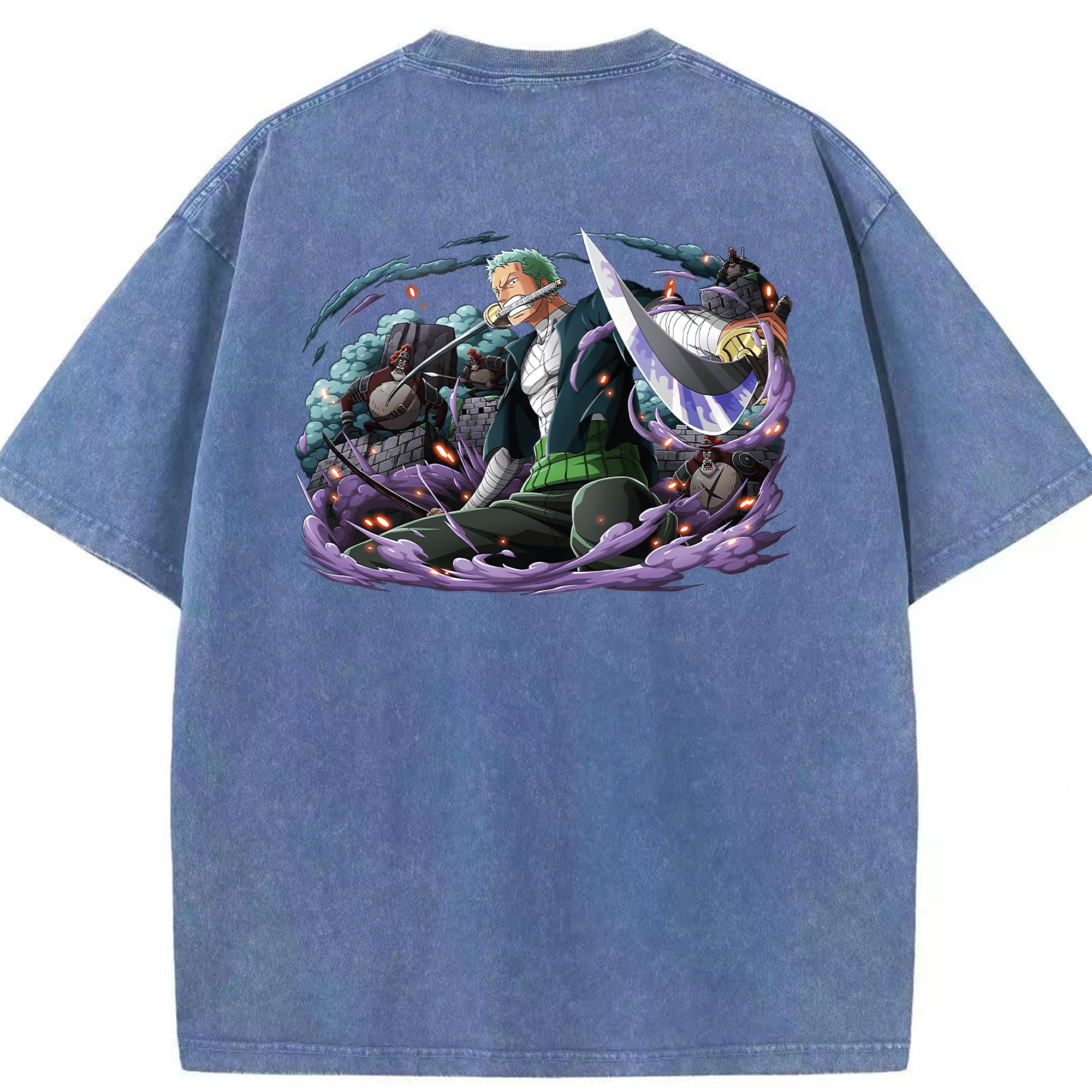 ワンピース ロロノア・ゾロ ONE PIECE Roronoa Zoro 綿100% ヴィンテージ風 半袖Tシャツ（背面プリント）