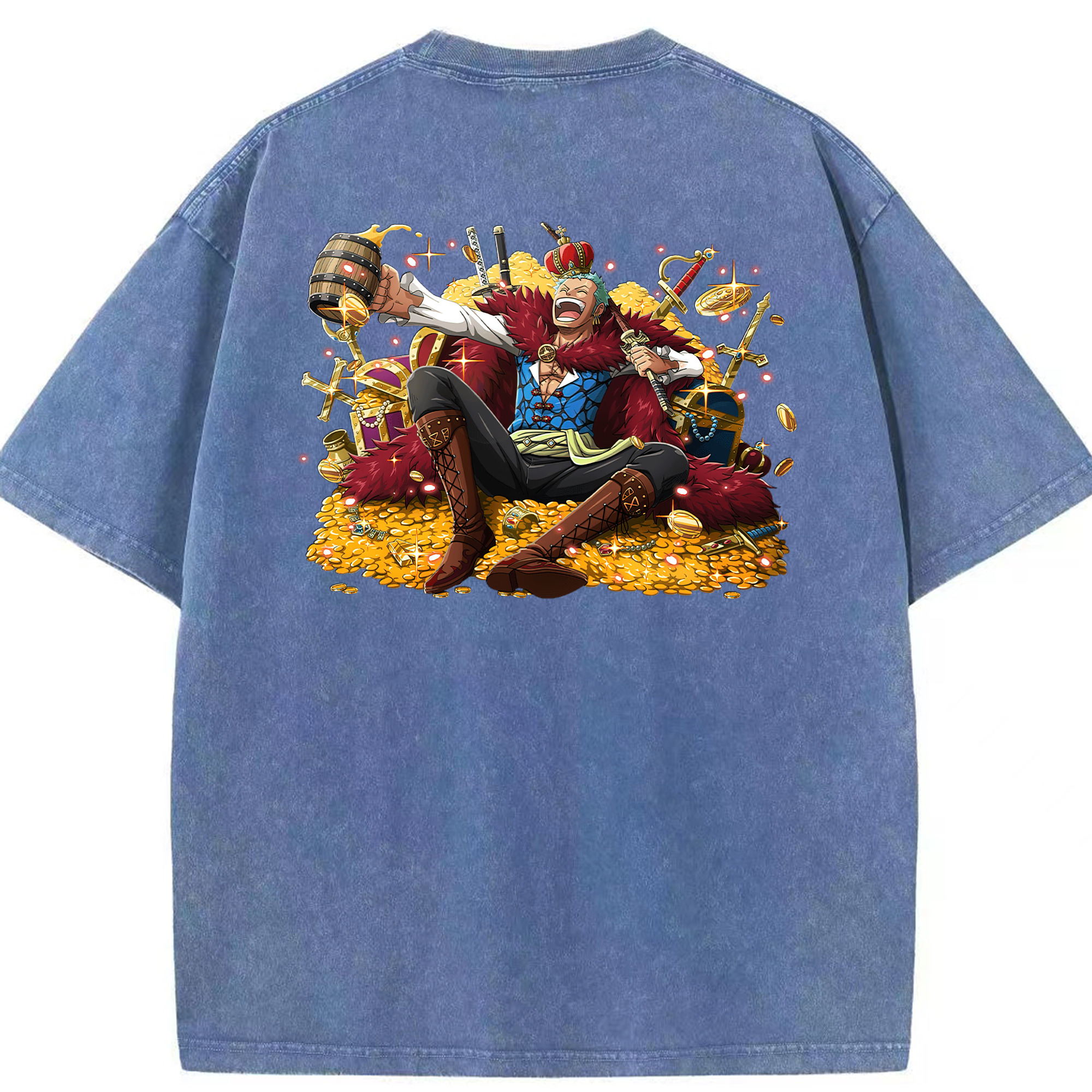 ワンピース ロロノア・ゾロ ONE PIECE Roronoa Zoro 綿100% ヴィンテージ風 半袖Tシャツ（背面プリント）
