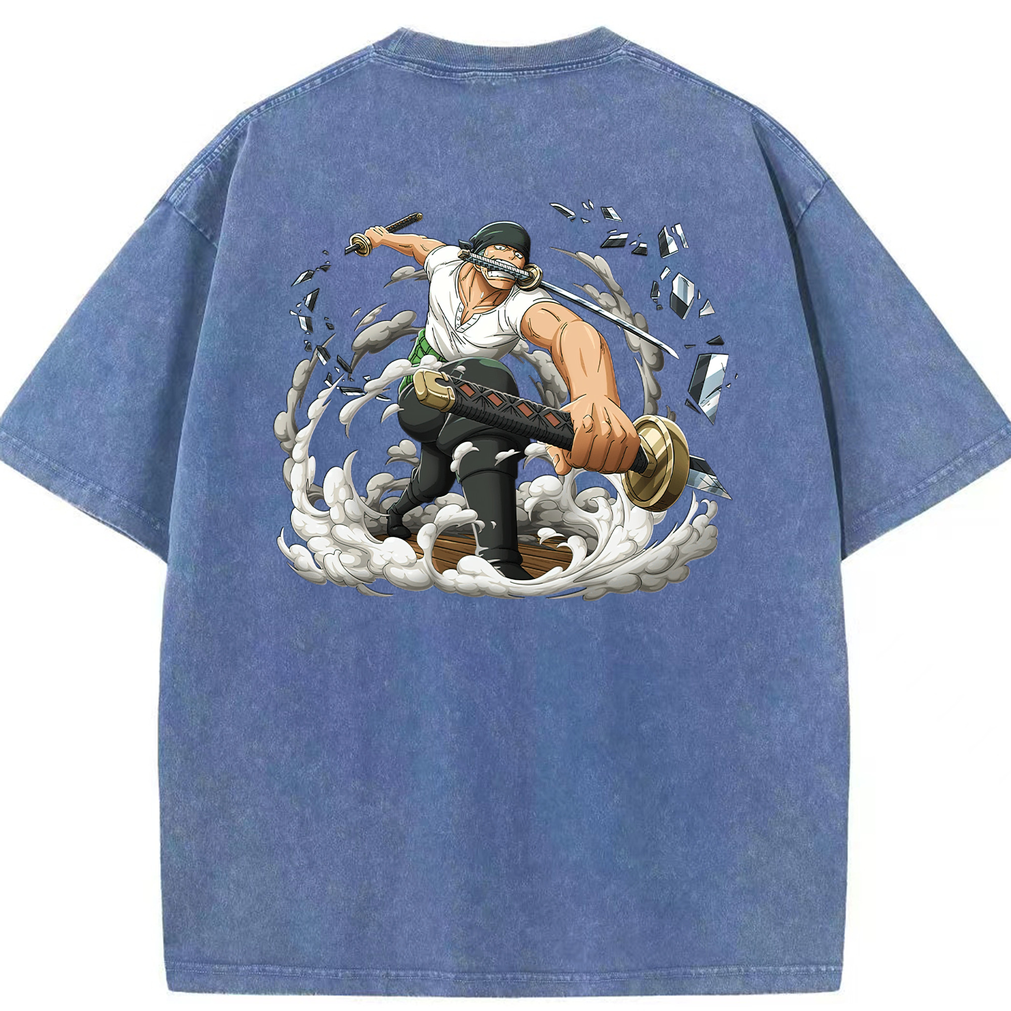 ワンピース ロロノア・ゾロ ONE PIECE Roronoa Zoro 綿100% ヴィンテージ風 半袖Tシャツ（背面プリント）