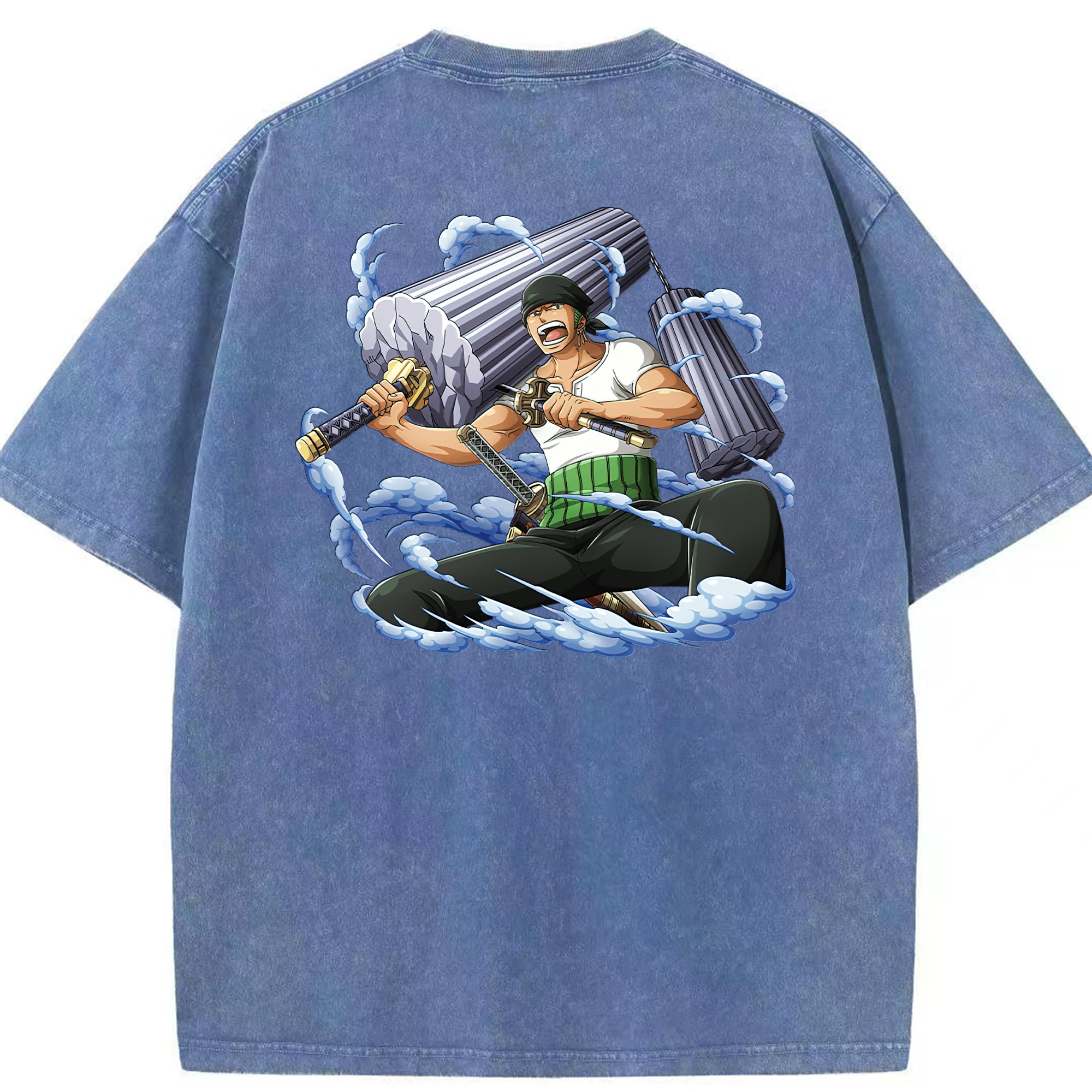 ワンピース ロロノア・ゾロ ONE PIECE Roronoa Zoro 綿100% ヴィンテージ風 半袖Tシャツ（背面プリント）