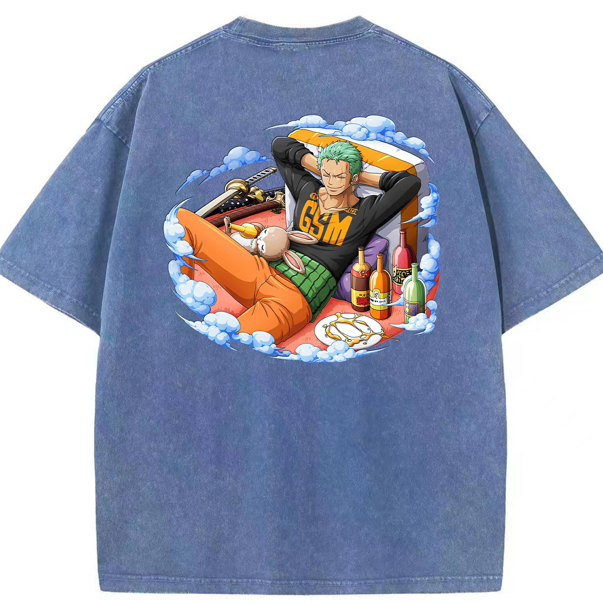 ワンピース ロロノア・ゾロ ONE PIECE Roronoa Zoro 綿100% ヴィンテージ風 半袖Tシャツ（背面プリント）