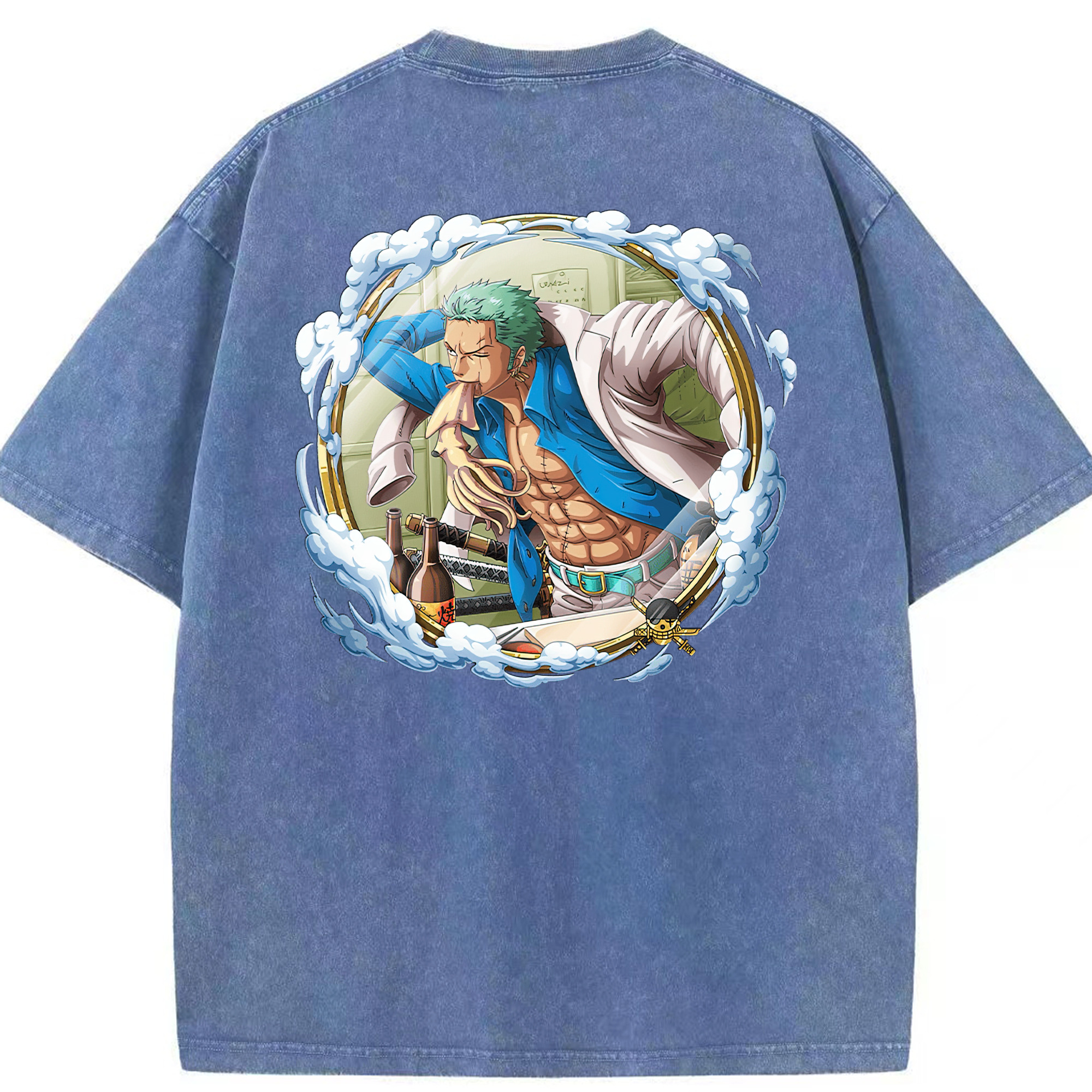 ワンピース ロロノア・ゾロ ONE PIECE Roronoa Zoro 綿100% ヴィンテージ風 半袖Tシャツ（背面プリント）