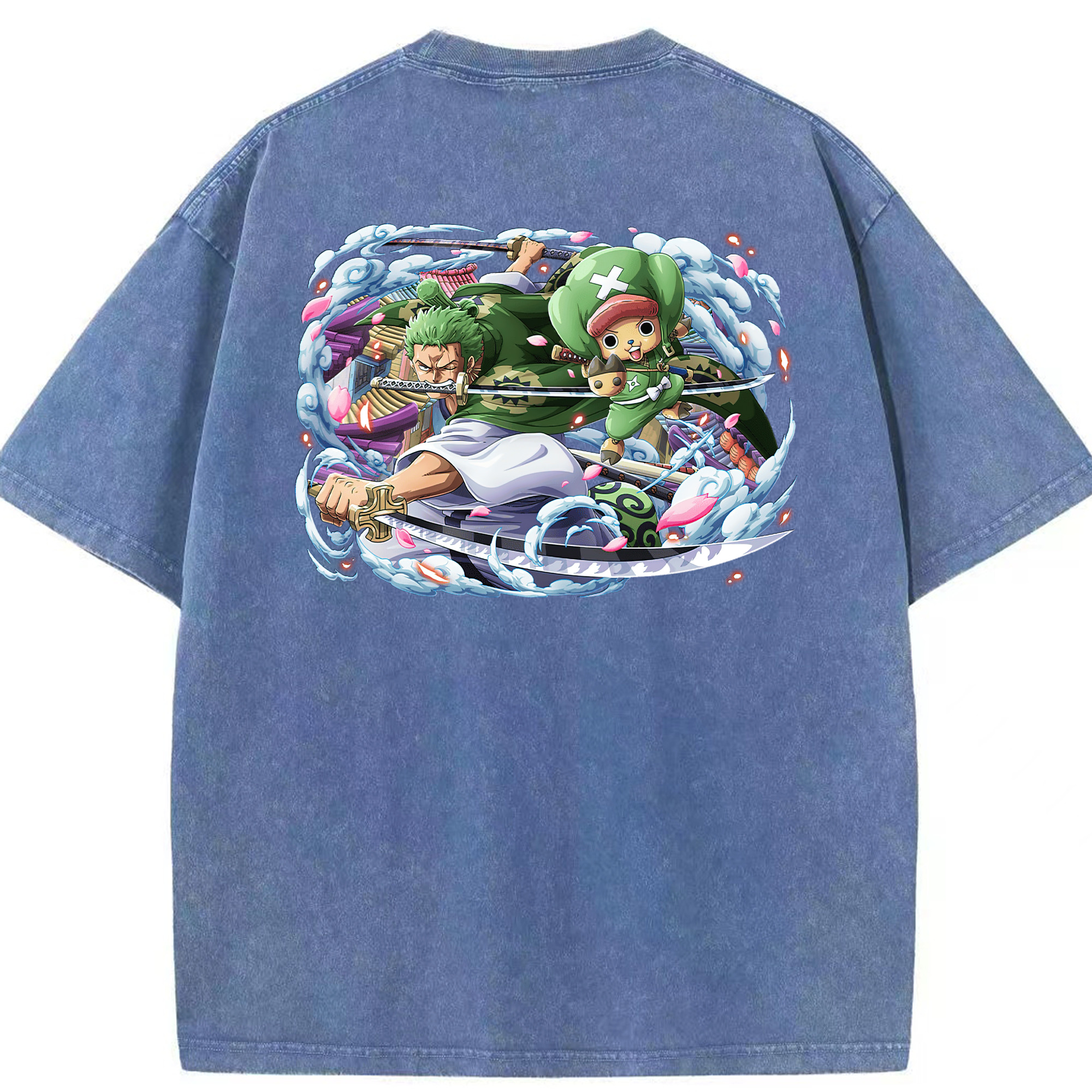 ワンピース ロロノア・ゾロ ONE PIECE Roronoa Zoro 綿100% ヴィンテージ風 半袖Tシャツ（背面プリント）