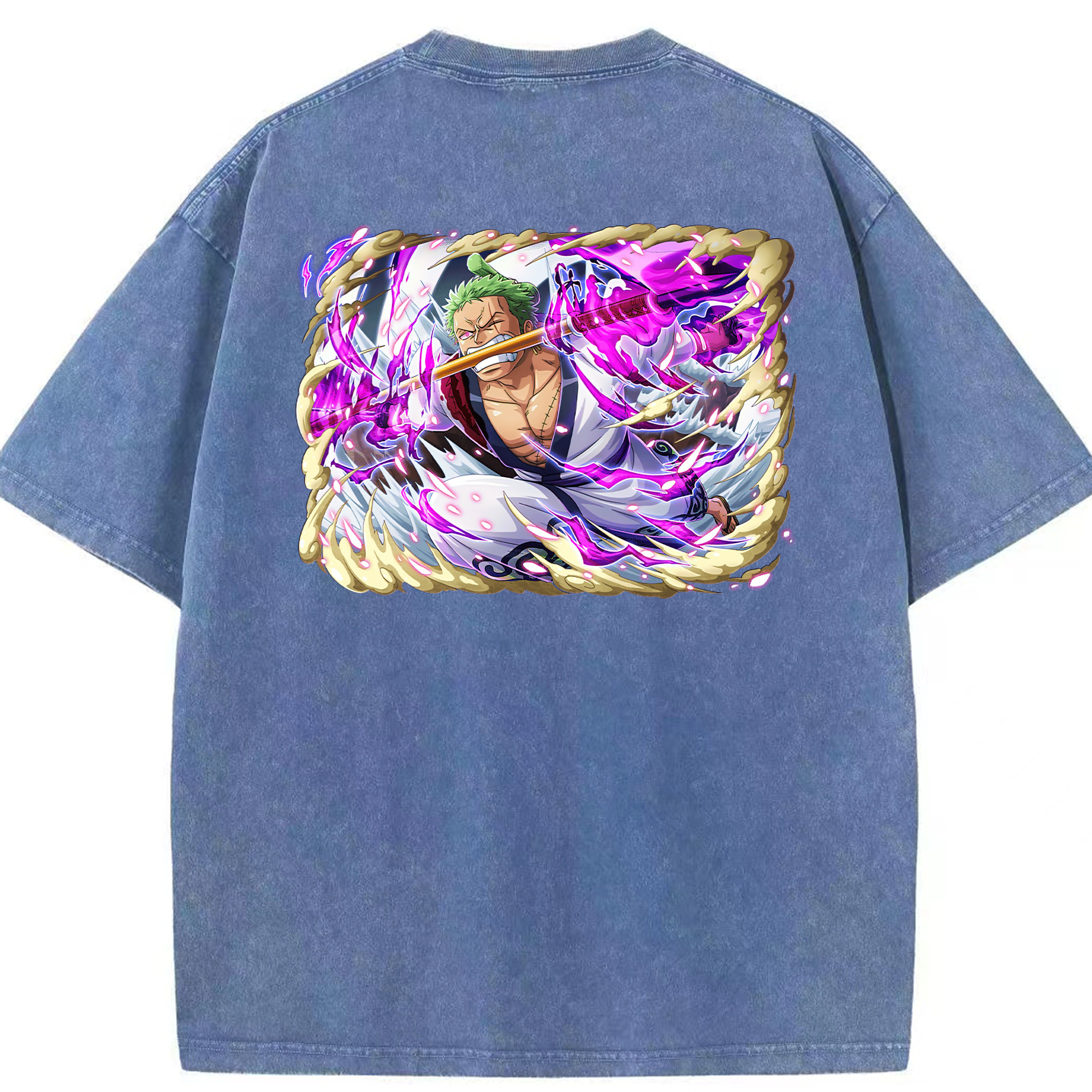 ワンピース ロロノア・ゾロ ONE PIECE Roronoa Zoro 綿100% ヴィンテージ風 半袖Tシャツ（背面プリント）