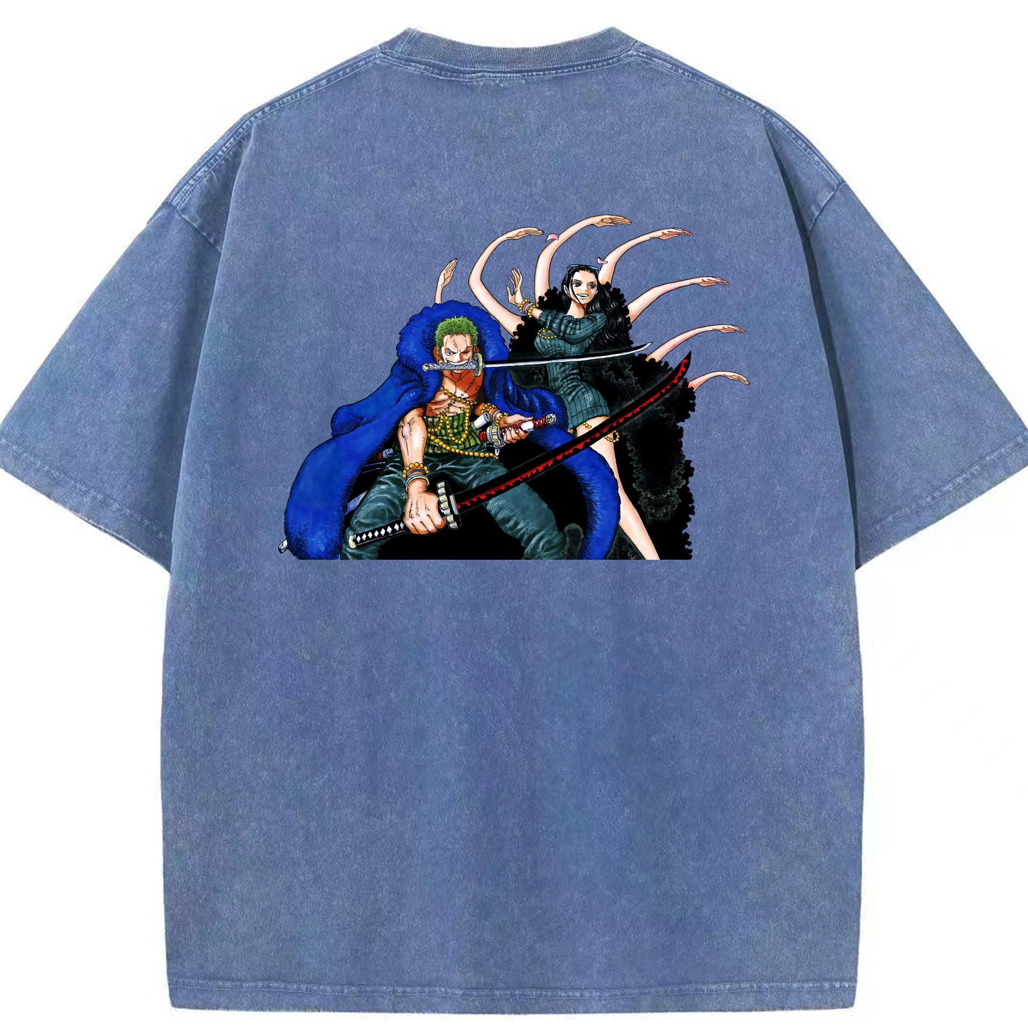 ワンピース ロロノア・ゾロ ONE PIECE Roronoa Zoro 綿100% ヴィンテージ風 半袖Tシャツ（背面プリント）