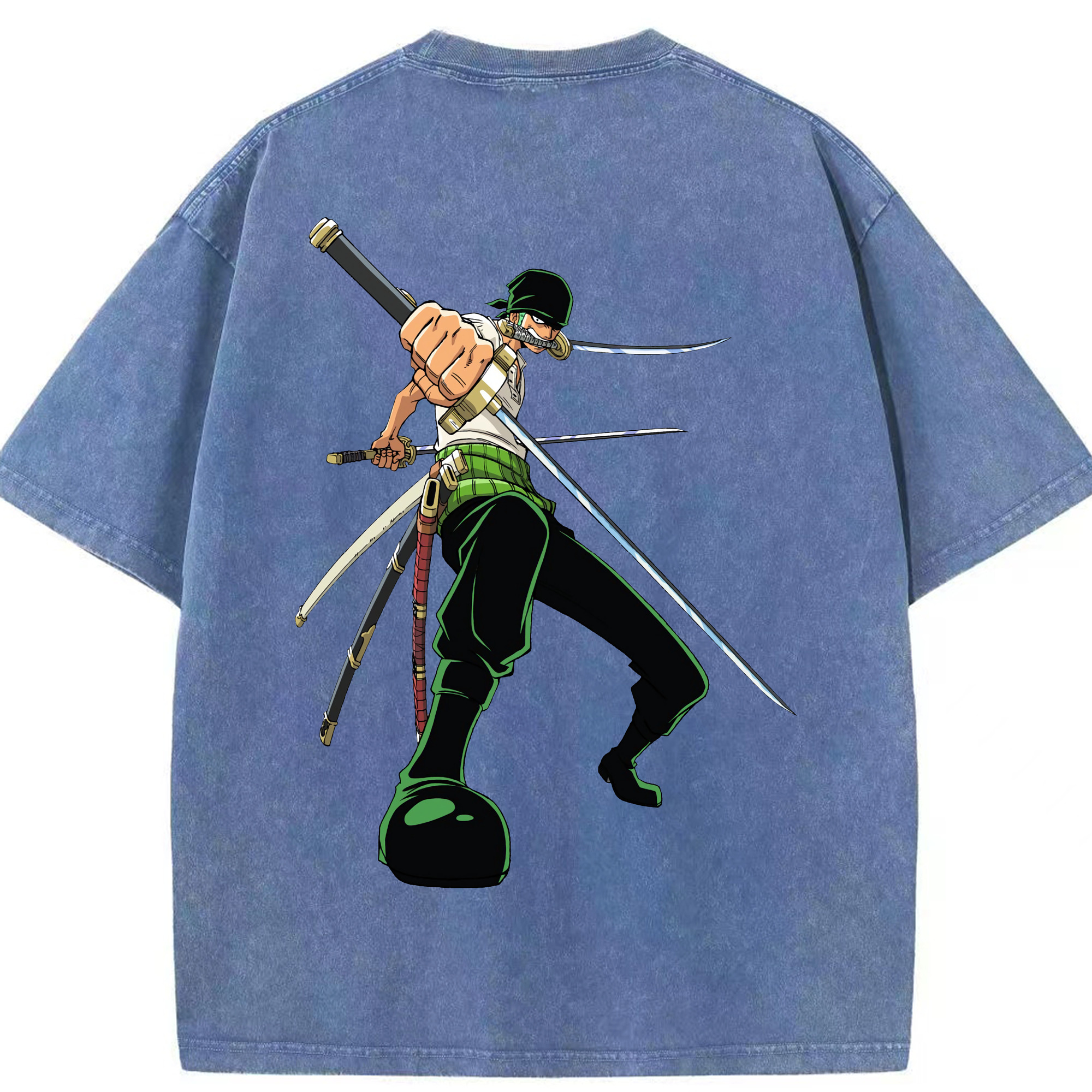 ワンピース ロロノア・ゾロ ONE PIECE Roronoa Zoro 綿100% ヴィンテージ風 半袖Tシャツ（背面プリント）
