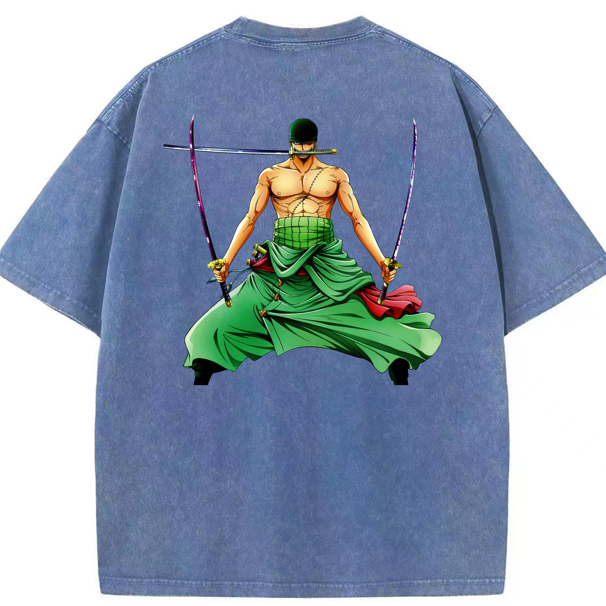 （画像用） ワンピース ロロノア・ゾロ ONE PIECE Roronoa Zoro 綿100% ヴィンテージ風 半袖Tシャツ（背面プリント）