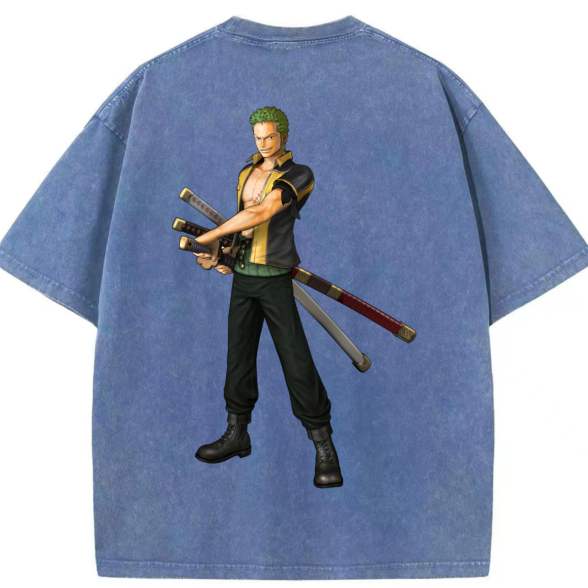 ワンピース ロロノア・ゾロ ONE PIECE Roronoa Zoro 綿100% ヴィンテージ風 半袖Tシャツ（背面プリント）