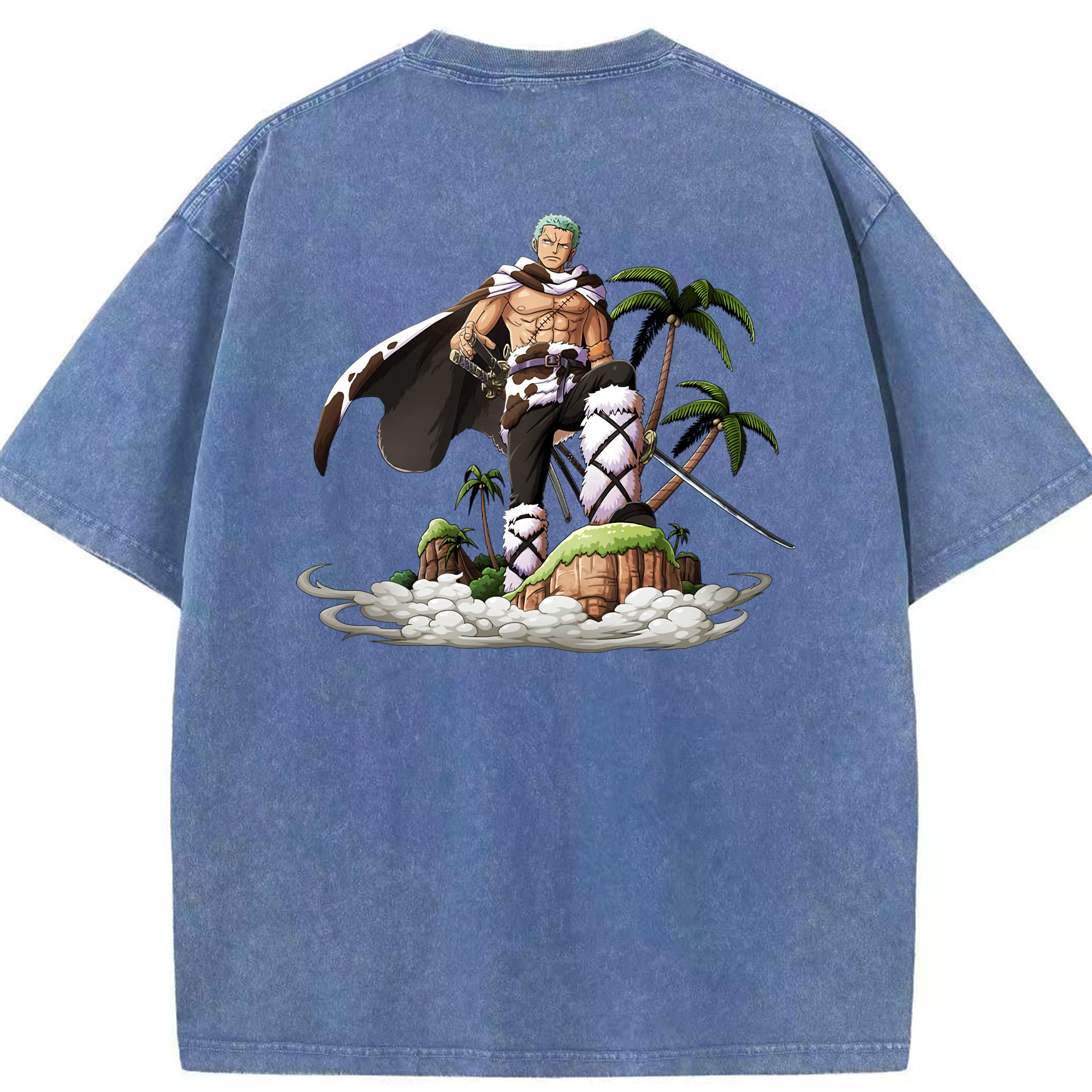 ワンピース ロロノア・ゾロ ONE PIECE Roronoa Zoro 綿100% ヴィンテージ風 半袖Tシャツ（背面プリント）