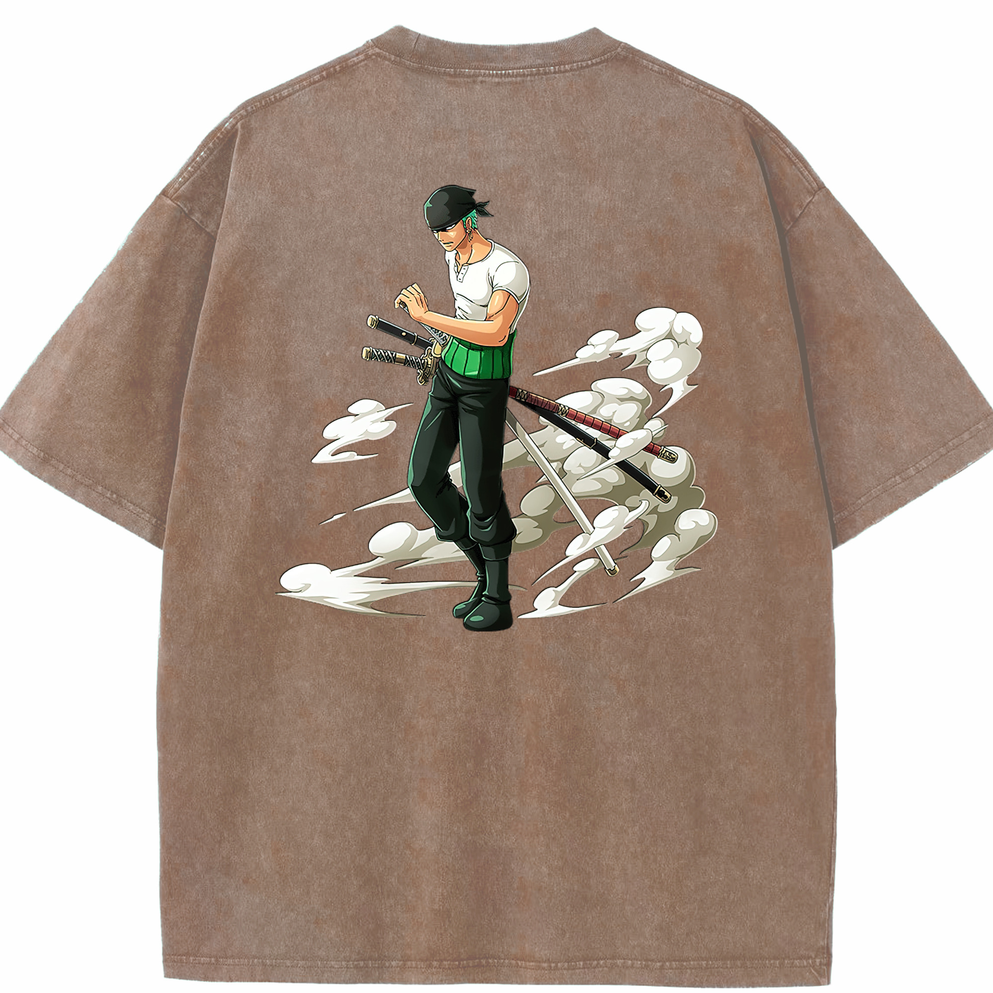 ワンピース ロロノア・ゾロ ONE PIECE Roronoa Zoro 綿100% ヴィンテージ風 半袖Tシャツ（背面プリント）