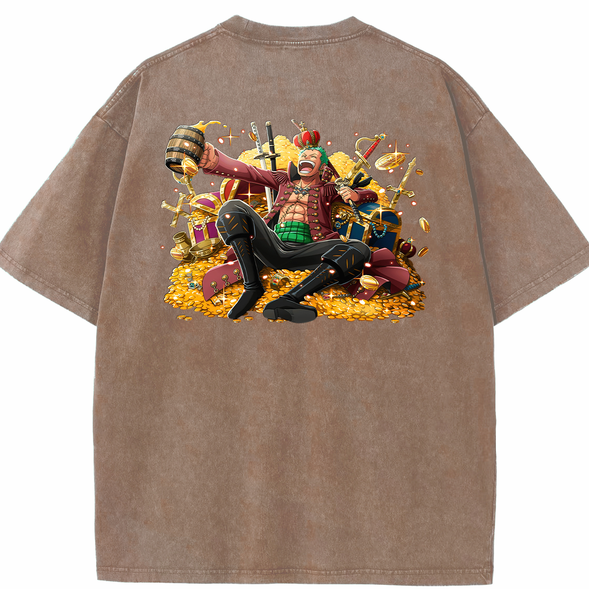 ワンピース ロロノア・ゾロ ONE PIECE Roronoa Zoro 綿100% ヴィンテージ風 半袖Tシャツ（背面プリント）