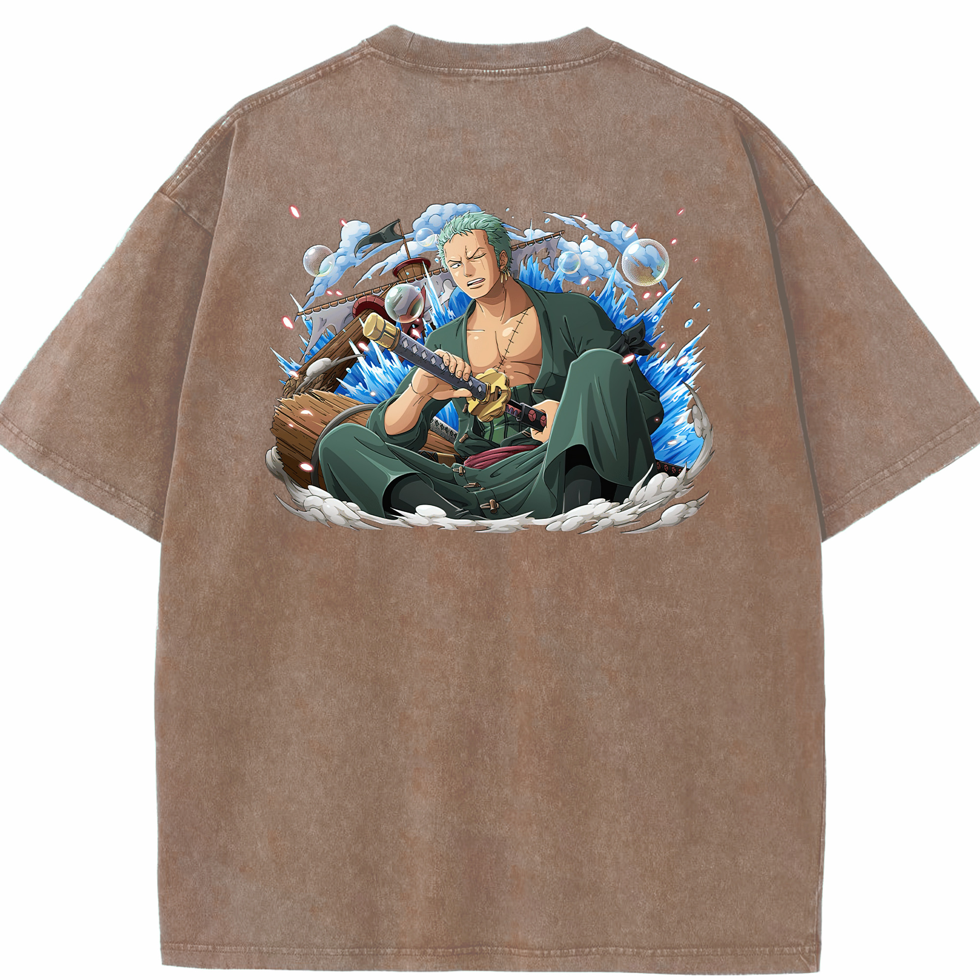 ワンピース ロロノア・ゾロ ONE PIECE Roronoa Zoro 綿100% ヴィンテージ風 半袖Tシャツ（背面プリント）