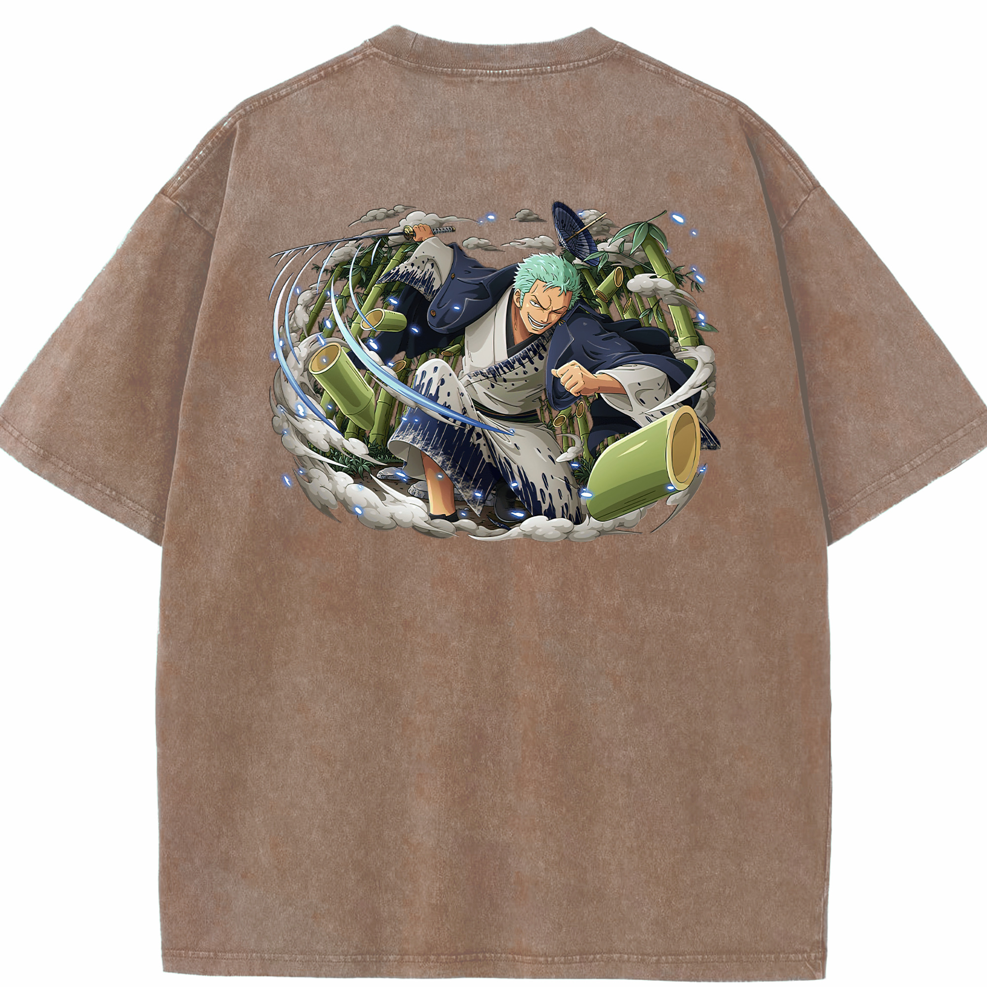 ワンピース ロロノア・ゾロ ONE PIECE Roronoa Zoro 綿100% ヴィンテージ風 半袖Tシャツ（背面プリント）