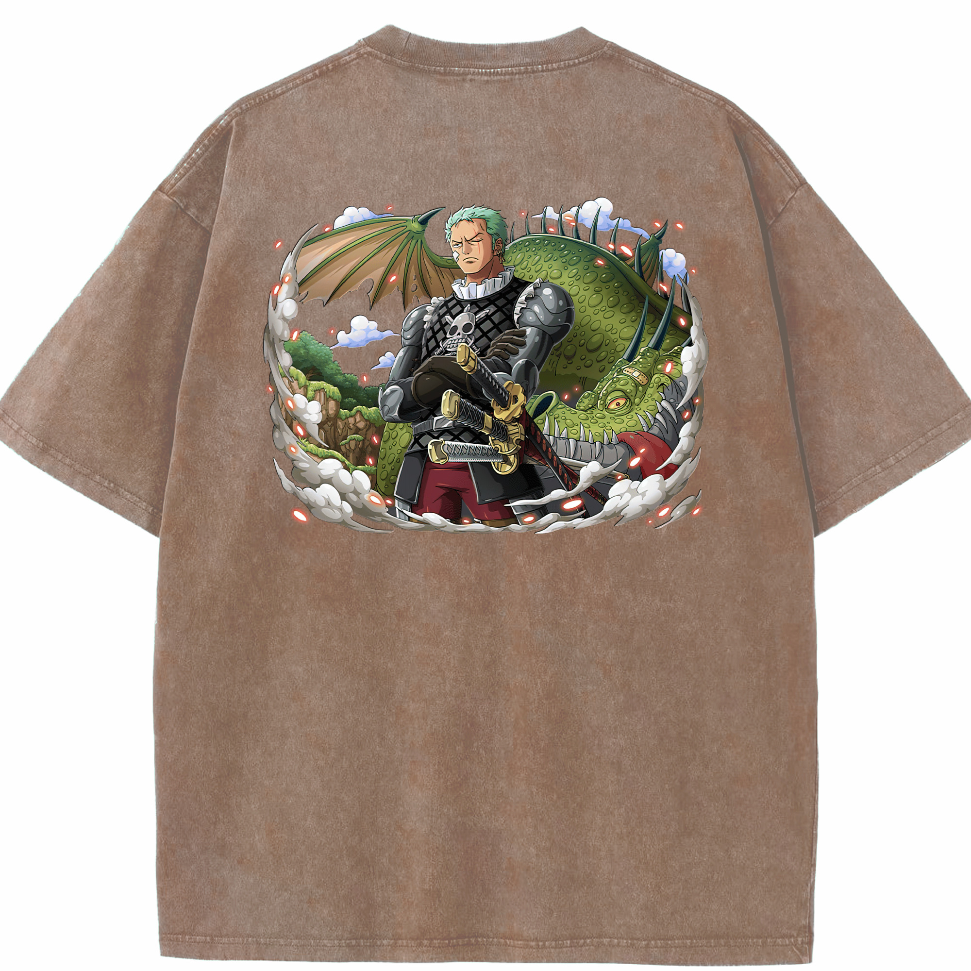 ワンピース ロロノア・ゾロ ONE PIECE Roronoa Zoro 綿100% ヴィンテージ風 半袖Tシャツ（背面プリント）