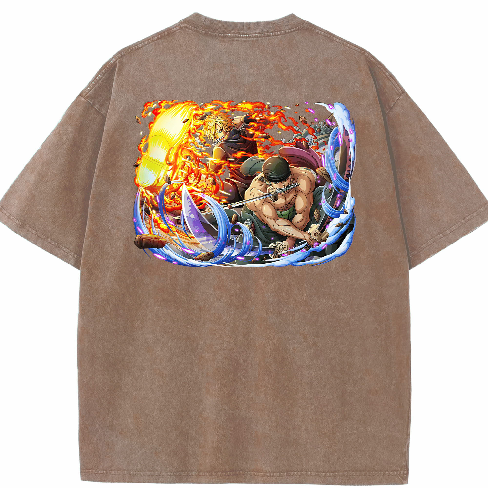 ワンピース ロロノア・ゾロ ONE PIECE Roronoa Zoro 綿100% ヴィンテージ風 半袖Tシャツ（背面プリント）
