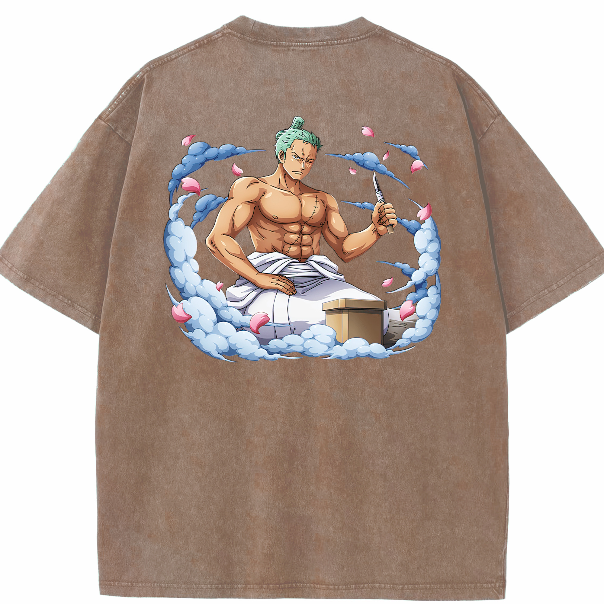 ワンピース ロロノア・ゾロ ONE PIECE Roronoa Zoro 綿100% ヴィンテージ風 半袖Tシャツ（背面プリント）