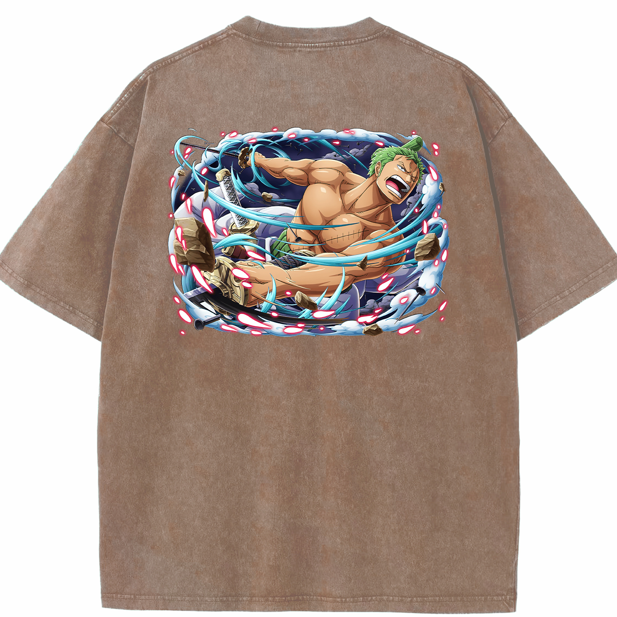 ワンピース ロロノア・ゾロ ONE PIECE Roronoa Zoro 綿100% ヴィンテージ風 半袖Tシャツ（背面プリント）