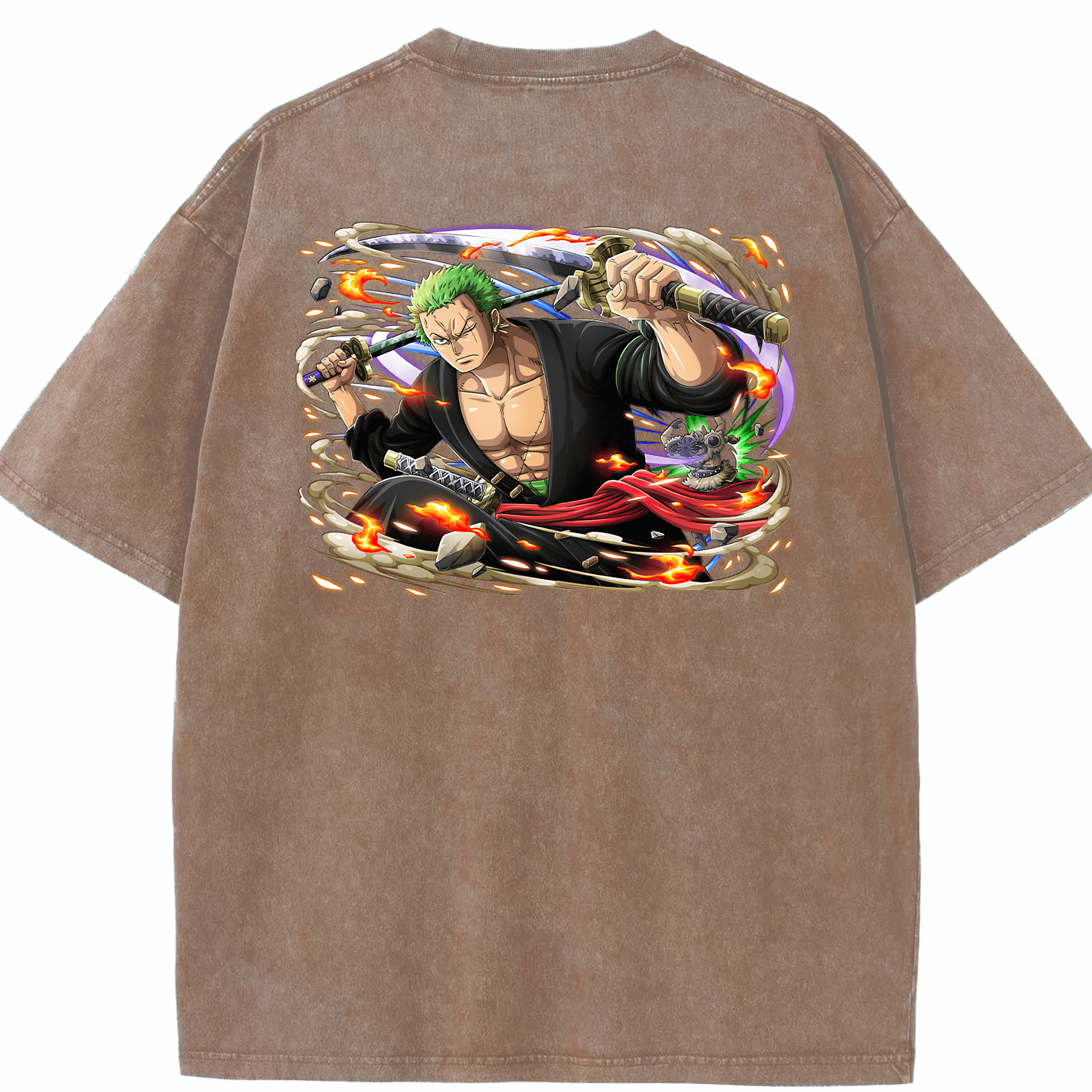 ワンピース ロロノア・ゾロ ONE PIECE Roronoa Zoro 綿100% ヴィンテージ風 半袖Tシャツ（背面プリント）