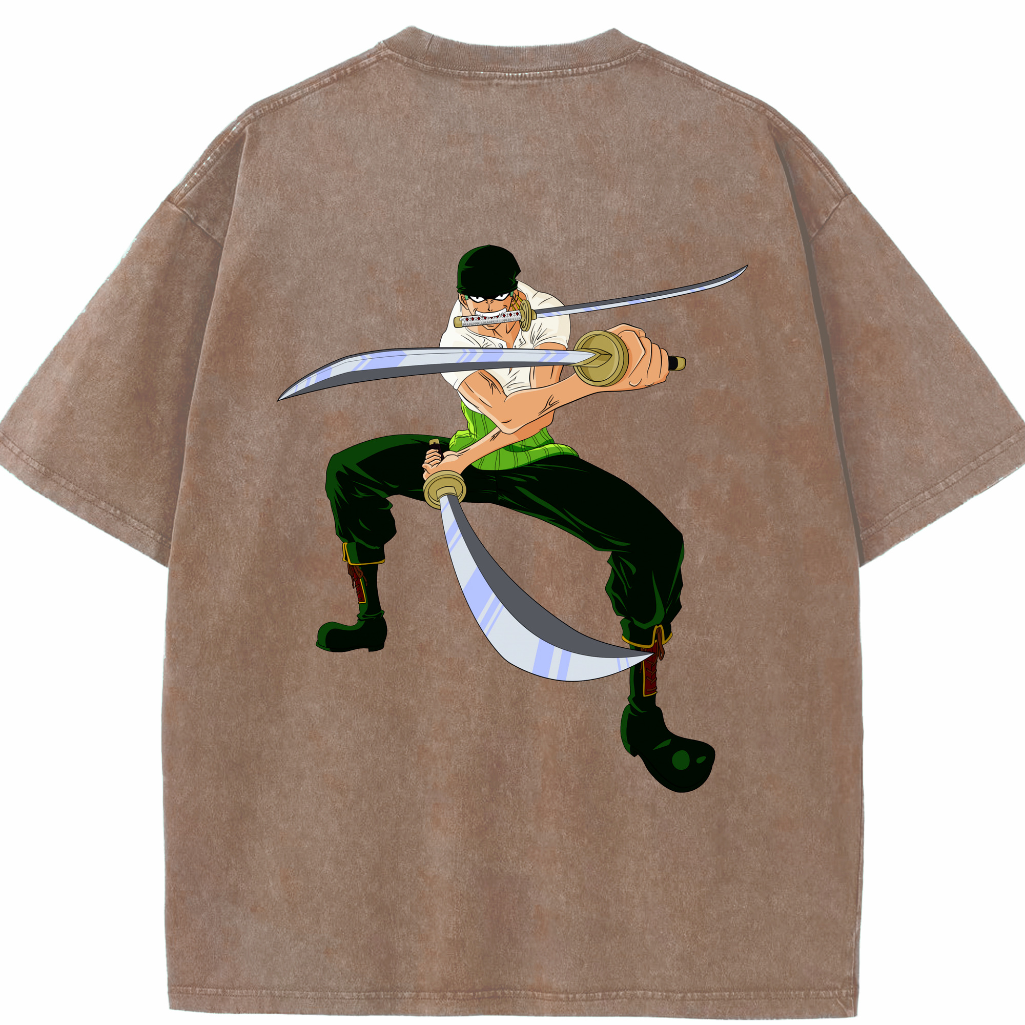 ワンピース ロロノア・ゾロ ONE PIECE Roronoa Zoro 綿100% ヴィンテージ風 半袖Tシャツ（背面プリント）