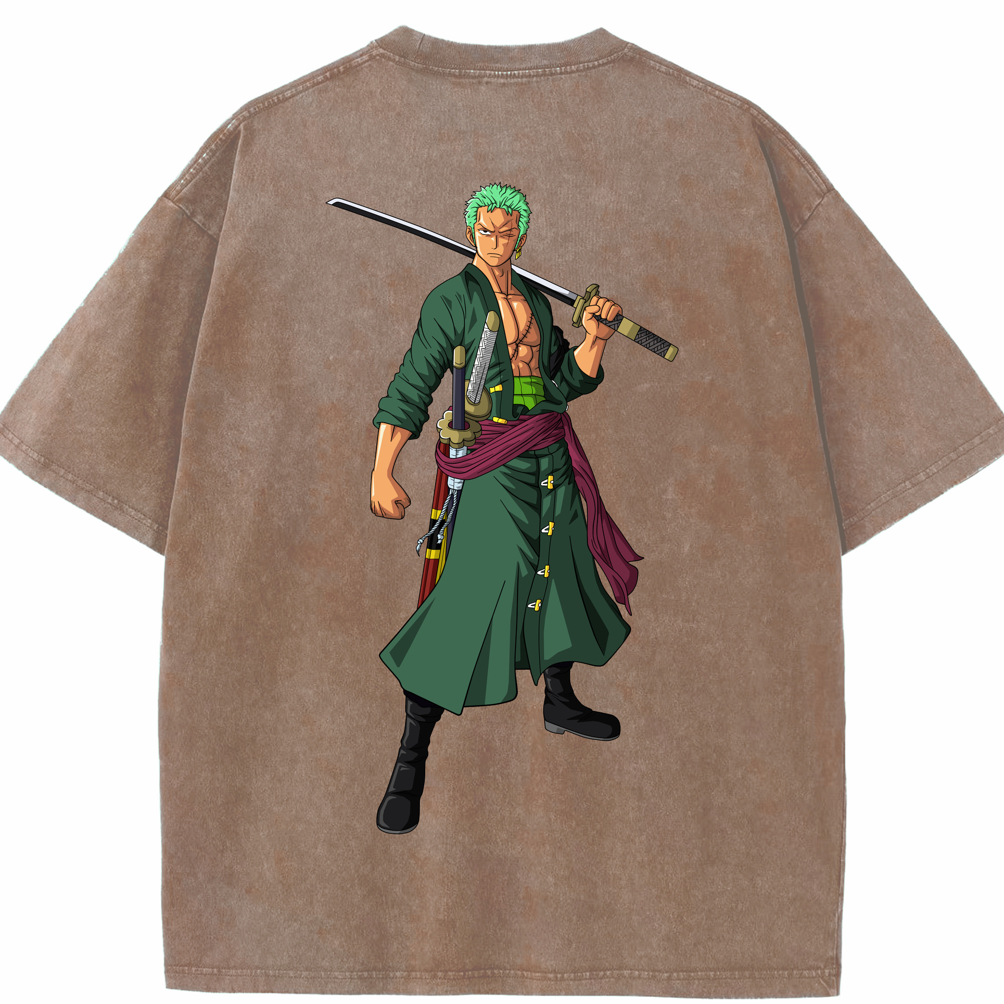 ワンピース ロロノア・ゾロ ONE PIECE Roronoa Zoro 綿100% ヴィンテージ風 半袖Tシャツ（背面プリント）